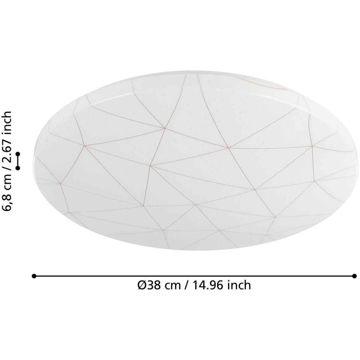 EGLO Rende LED Round Flush Ceiling Light With Geometric Motif - White – image 2