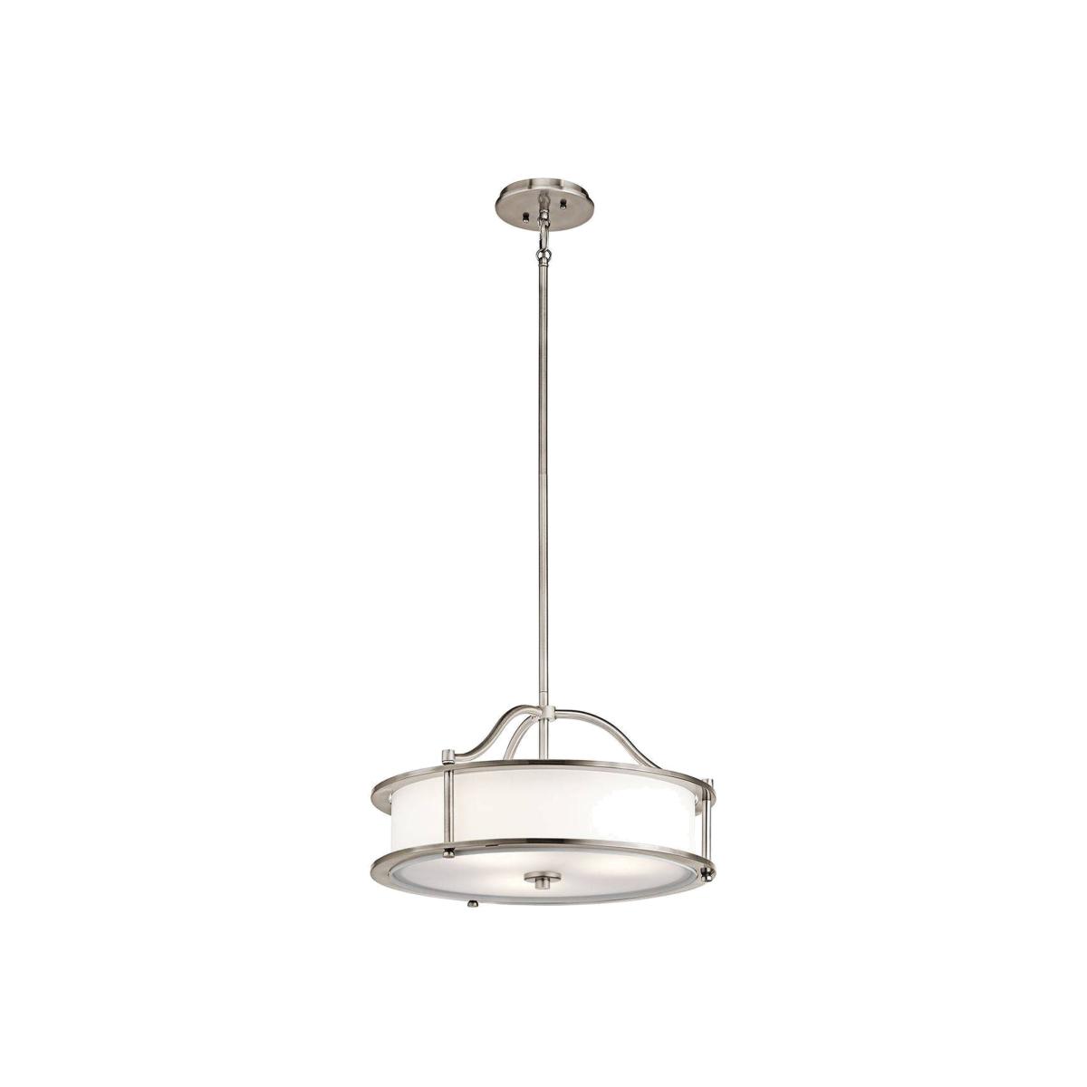 Emory 3 Light Semi Flush Round Ceiling Pendant Light Pewter, E27 - Pewter – image 1