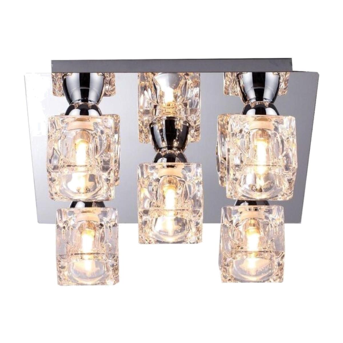 Polished Chrome Square Ice Cube Flush Five Light Ceiling Light - Chrome