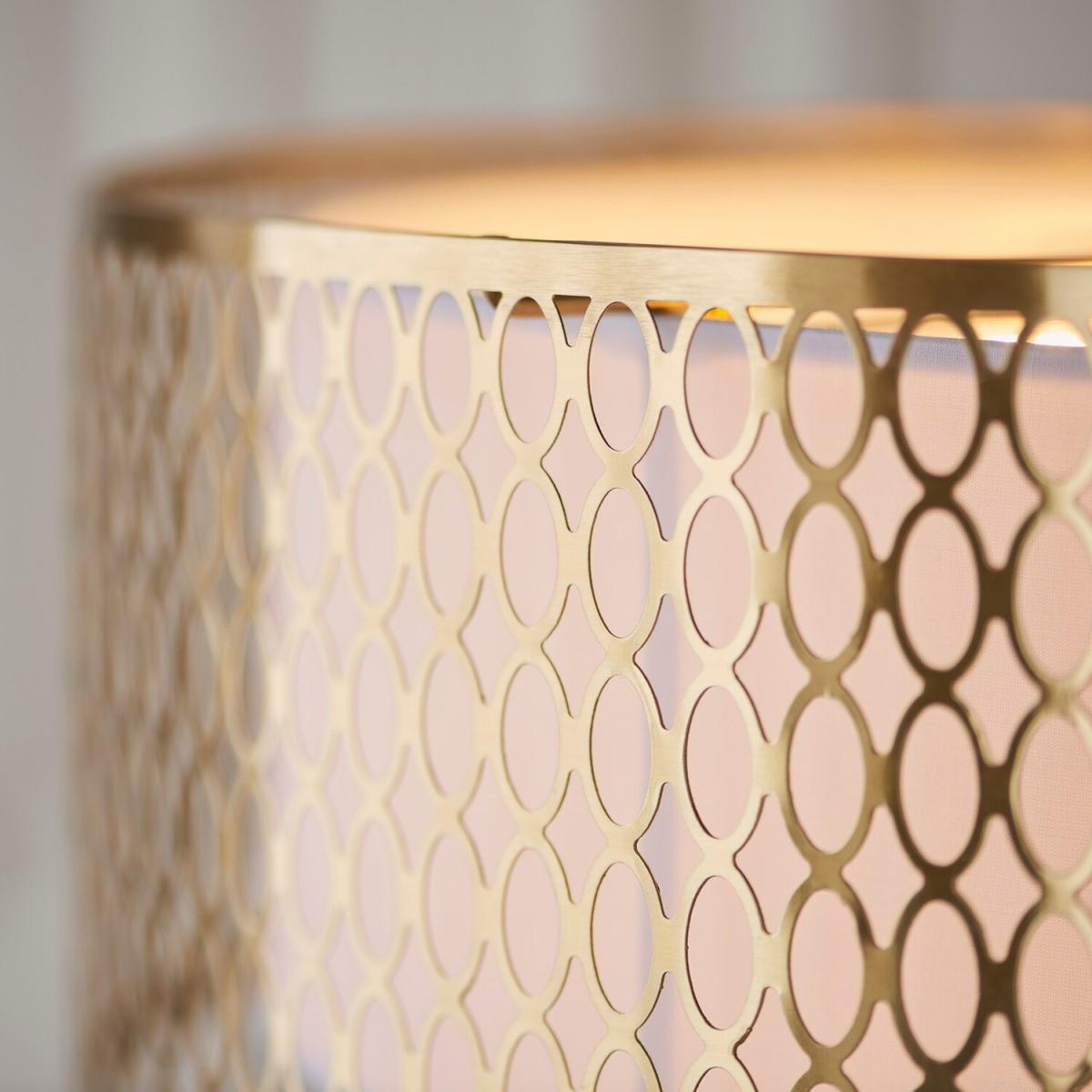 Cordero Single Pendant Ceiling Lamp, Gold Effect Plate, White Fabric, Frosted - Frosted Glass – image 4