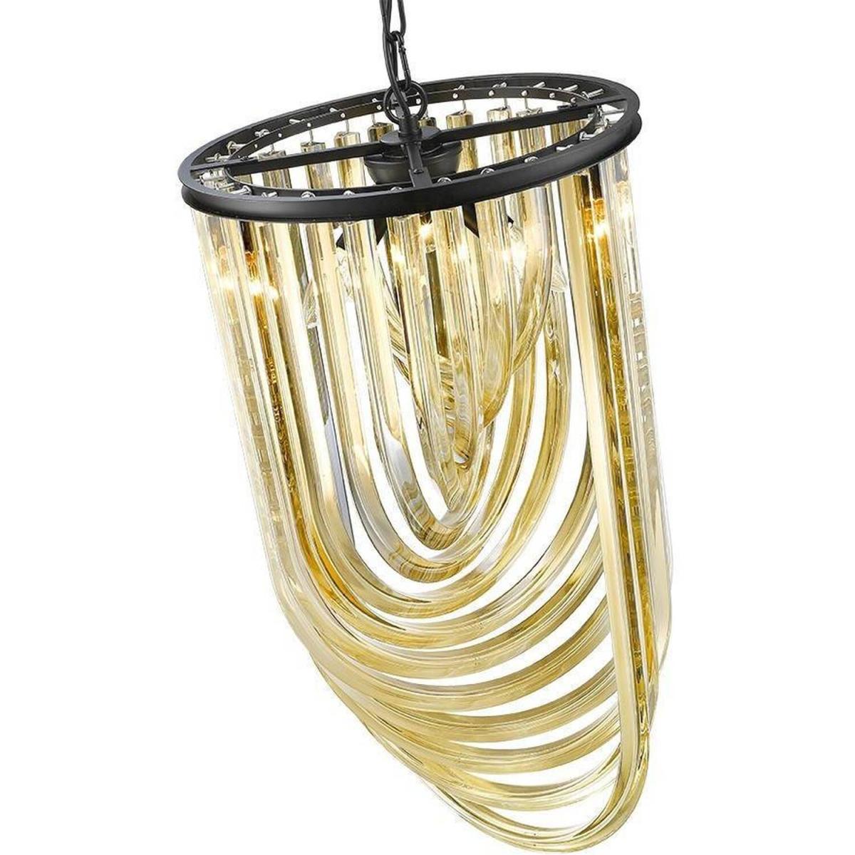Spring 3 Light Ceiling Pendant Black Chrome, Champagne gold Crystals, E14 - Black Chrome – image 2