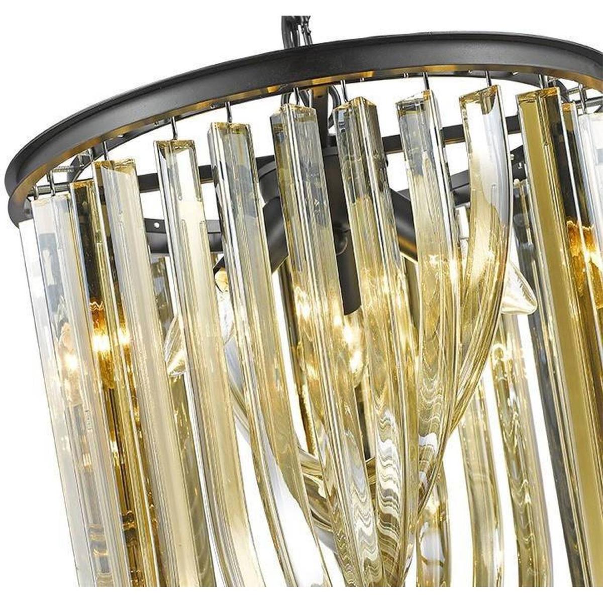 Spring 3 Light Ceiling Pendant Black Chrome, Champagne gold Crystals, E14 - Black Chrome – image 3