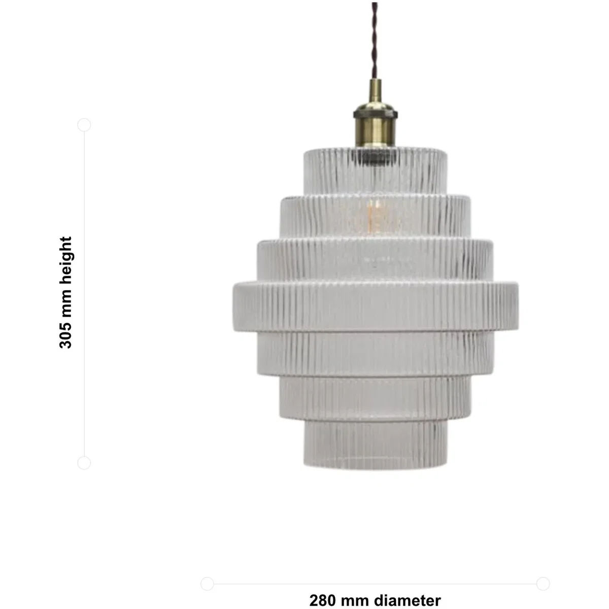 Benson 7 Tier Clear Ribbed Glass Easy Fit Pendant Lightshade - Clear – image 4