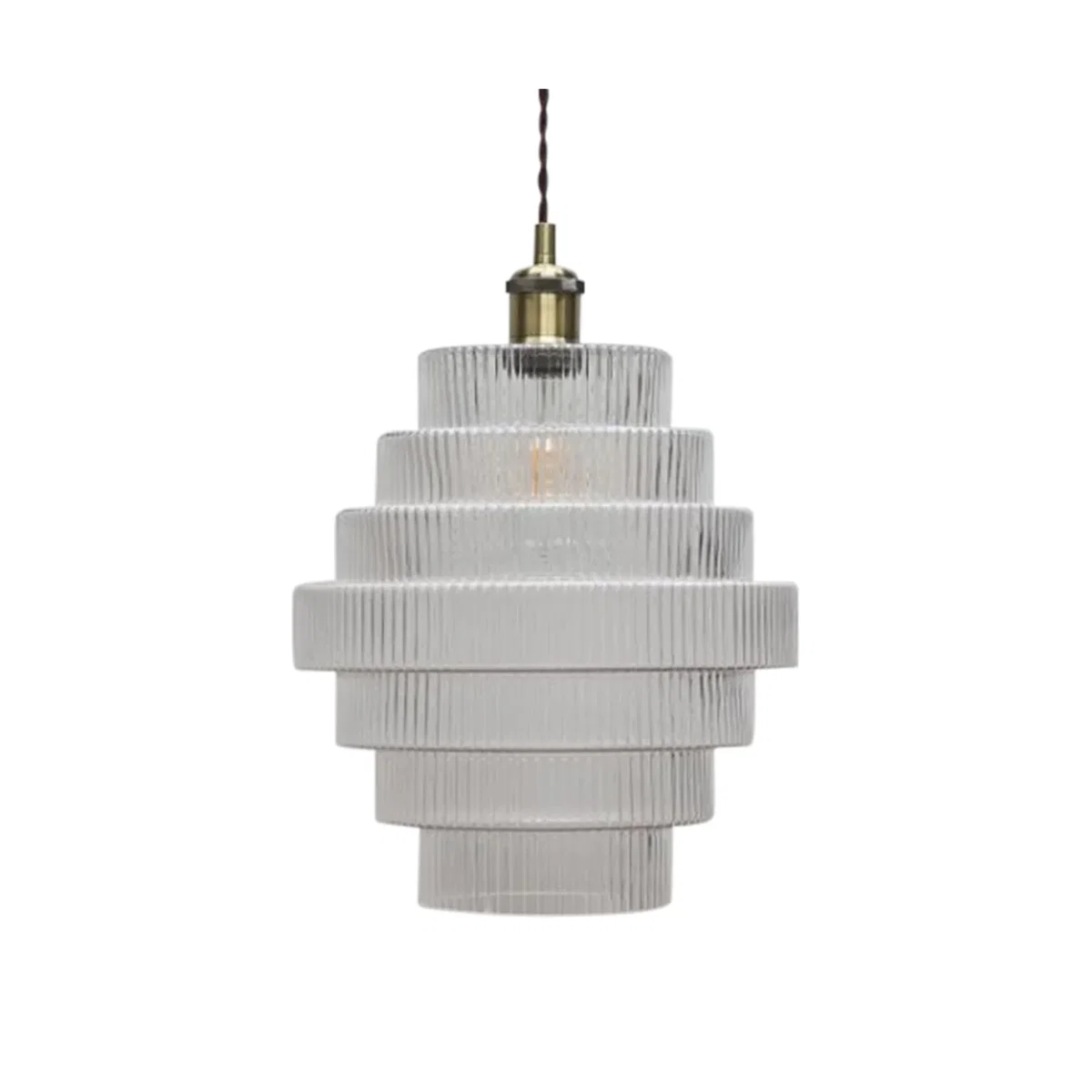 Benson 7 Tier Clear Ribbed Glass Easy Fit Pendant Lightshade - Clear – image 1