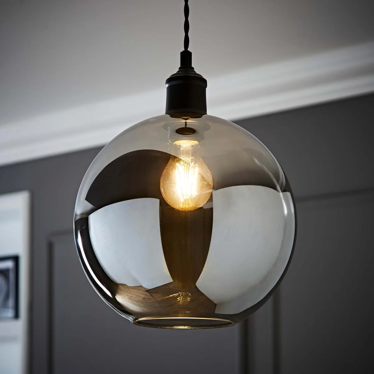 Bellamy Easy Fit Glass Globe Lampshade Ceiling Light Shade - Amber / Yes - Smoked / 0.6kg – image 2