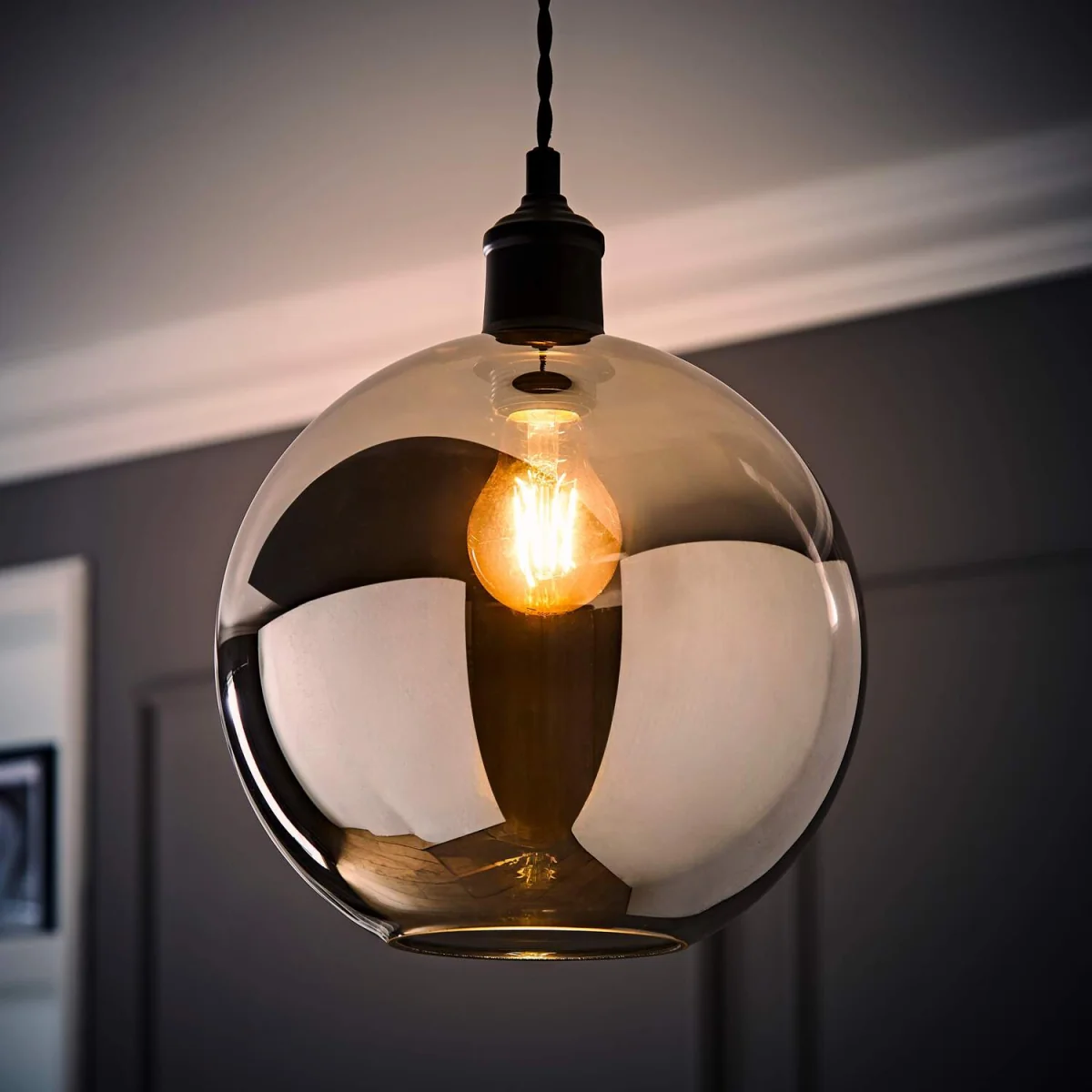 Bellamy Easy Fit Glass Globe Lampshade Ceiling Light Shade - Amber / Yes - Smoked / 0.6kg – image 3