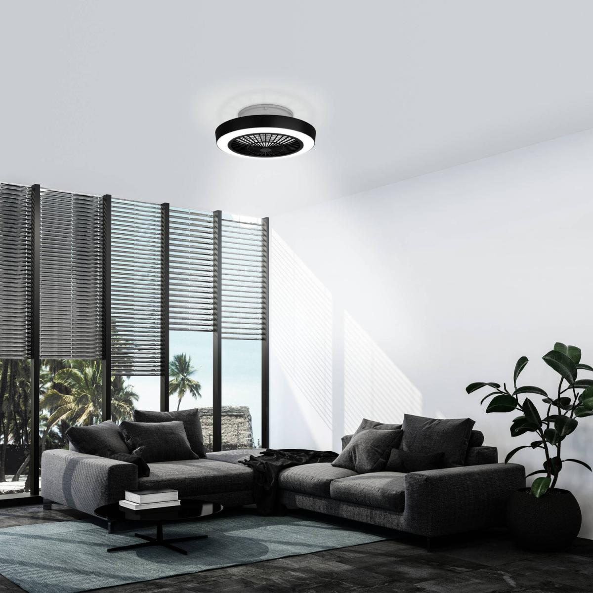 EGLO Sazan WhiteBlack Ceiling Fan With Light - Black, White – image 2