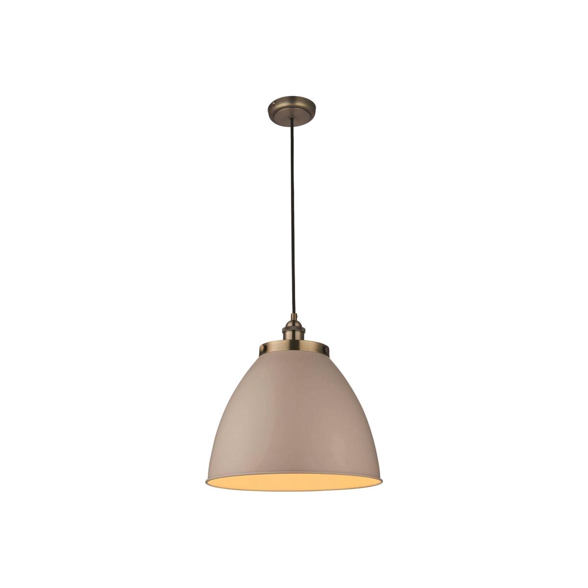 Franklin 1 Light Dome Pendant Satin Taupe, Antique Brass Plate, E27 - Satin Taupe / 33.5cm
