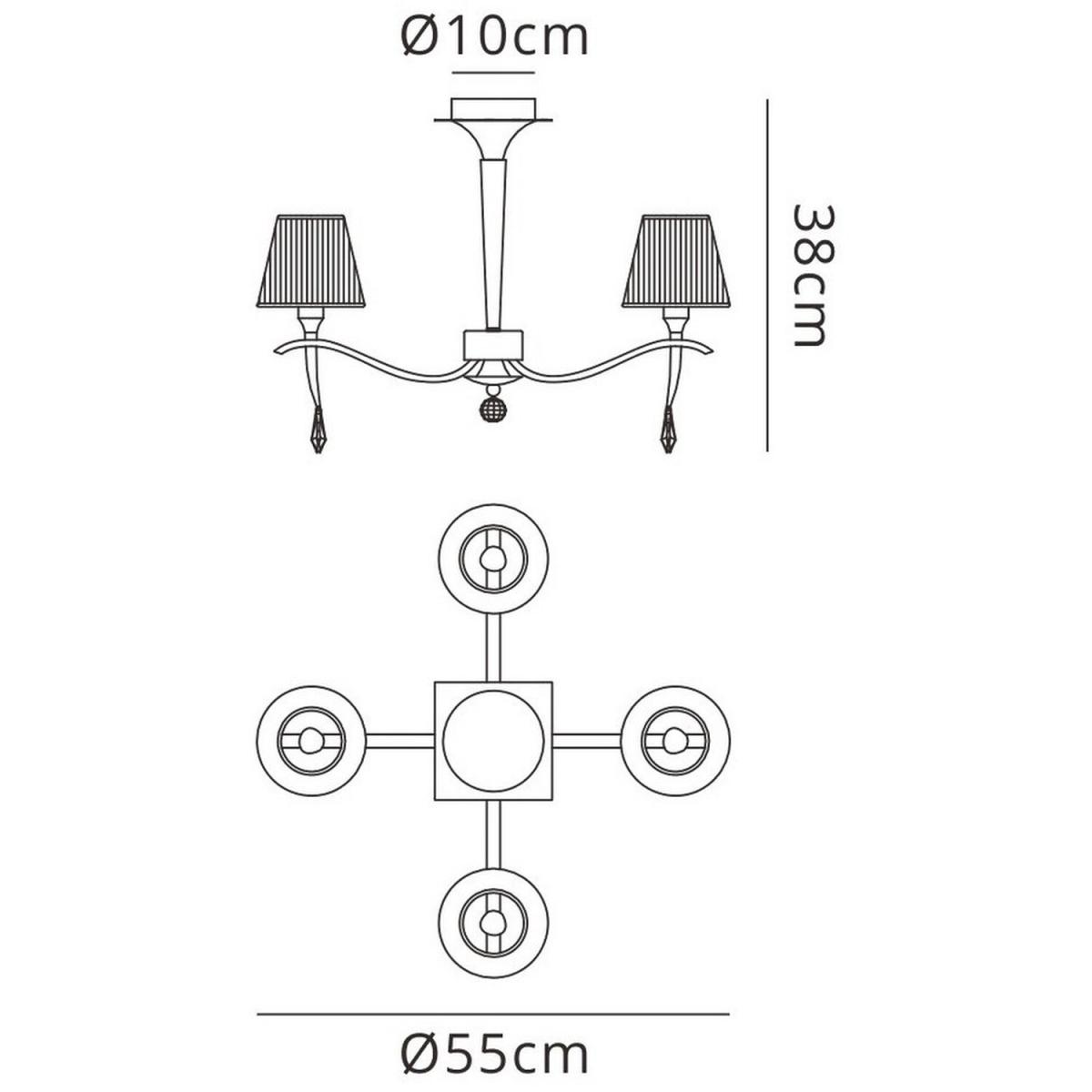 Siena Semi Flush Ceiling E14, Polished Chrome, Black Shades, Black Crystal - Polished Chrome / 55cm – image 2