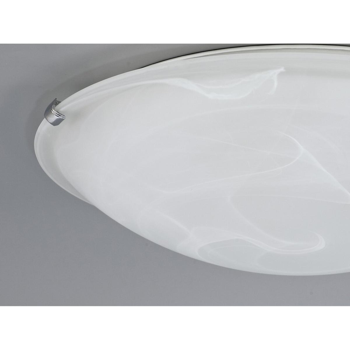 Chester Flush Ceiling 400mm Round, E27, Polished Chrome, Alabaster Glass - Polished Chrome – image 4