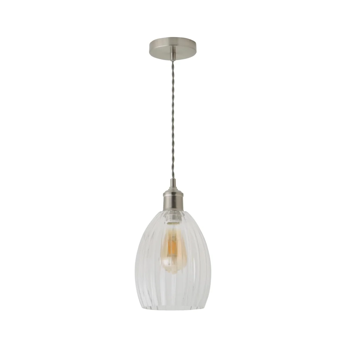 Cheltenham Ceiling Pendant Light with Ribbed Shade - Brushed Chrome / 17cm / 0 – image 6