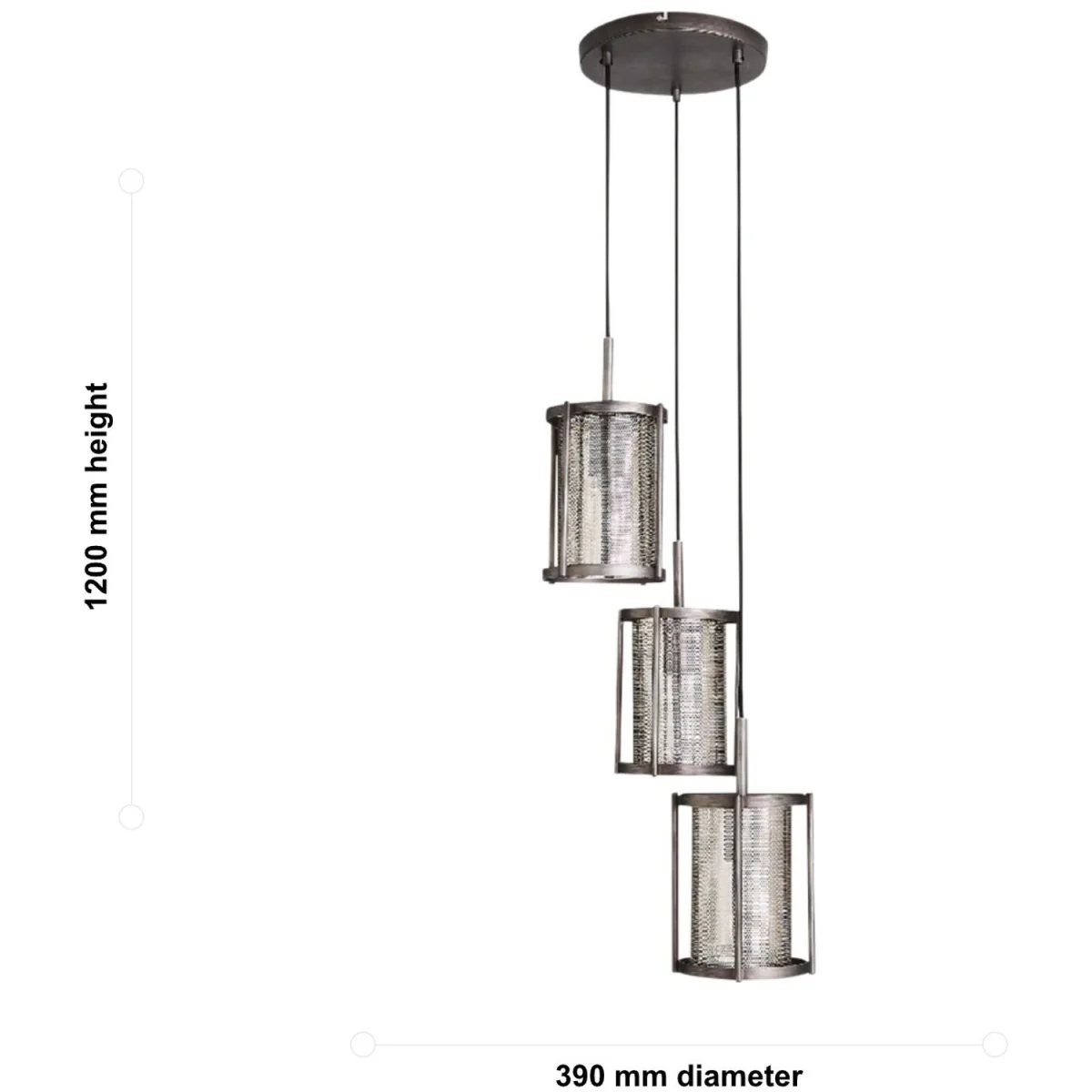 Set Of 2 Eli 3lt Ceiling Pendant Lights - Silver Paint – image 5