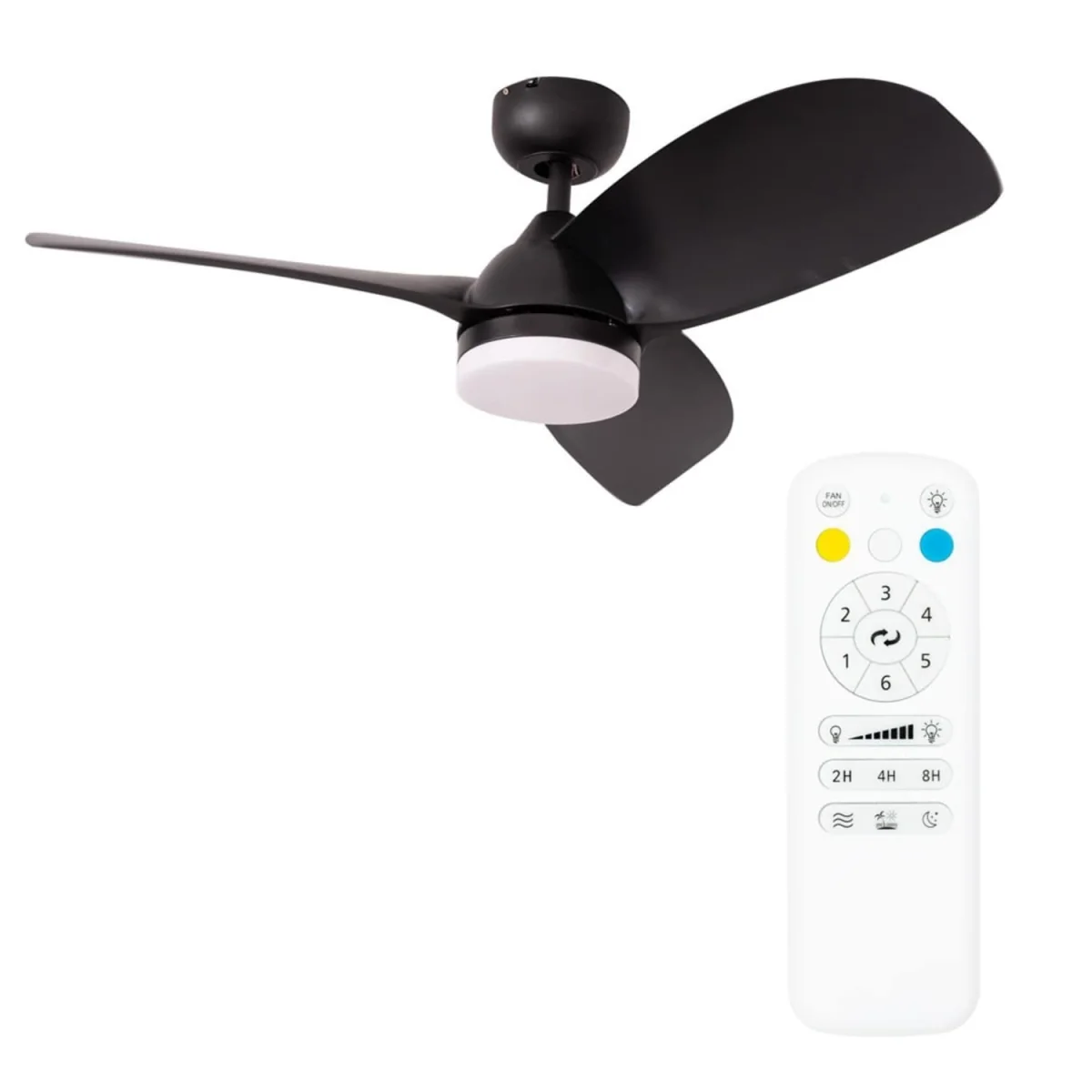 Matte Black 36" 3 Blade Ceiling Light Fan with Remote Control - Black – image 2