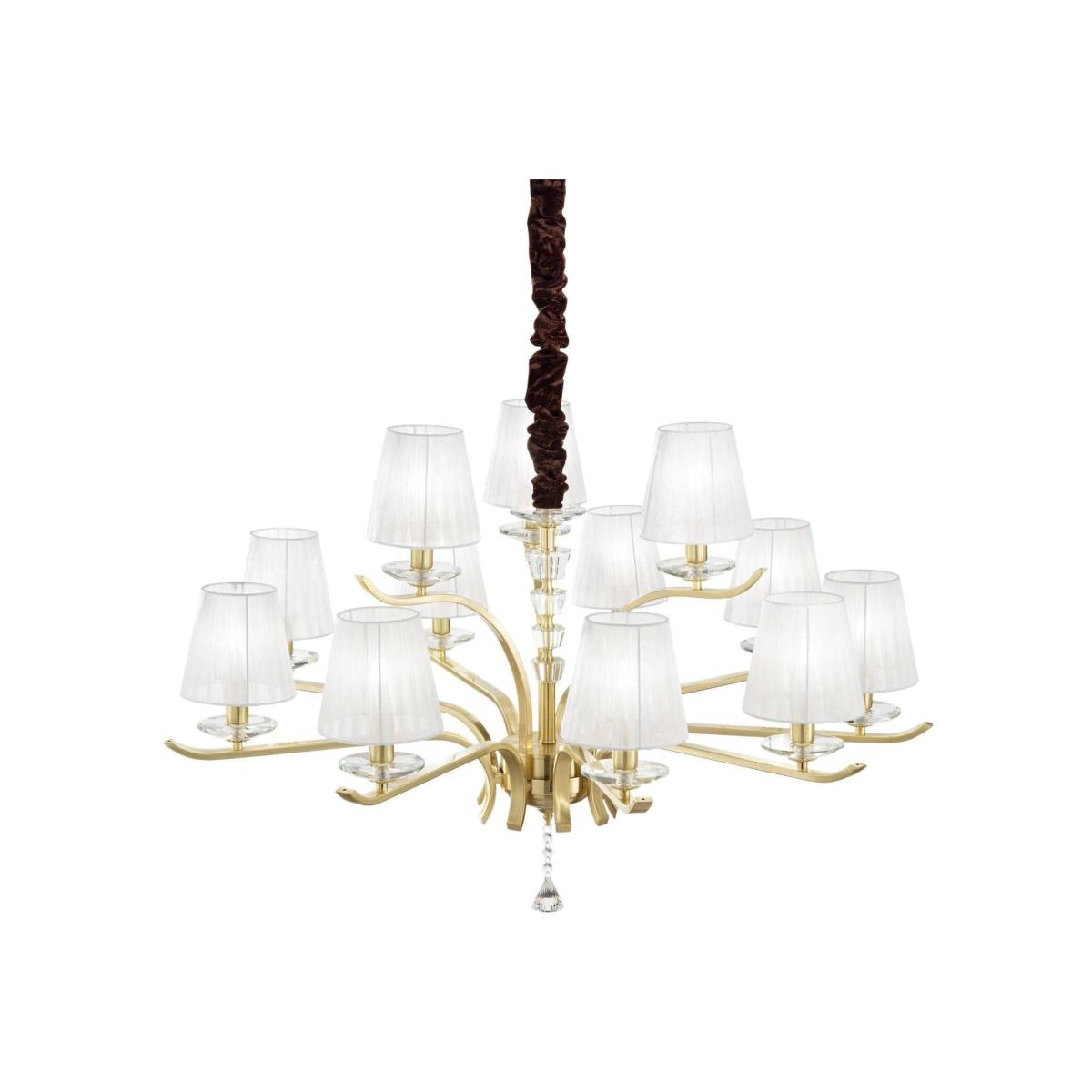Pegaso 12 Light Multi Arm Pendant Light - Satin Brass