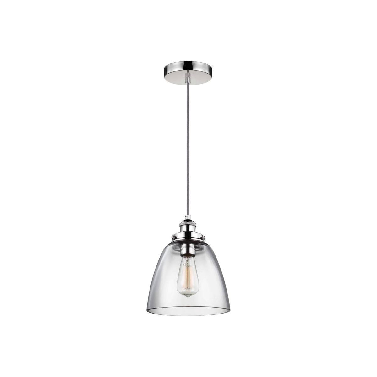 Baskin 1 Light Dome Ceiling Pendant Polished Nickel, E27 - Polished Nickel / 22.8cm – image 1