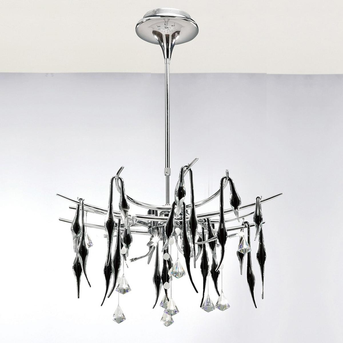 Cygnet Ceiling Pendant 12 Light Polished Chrome, Black Glass, Crystal - Polished Chrome – image 2