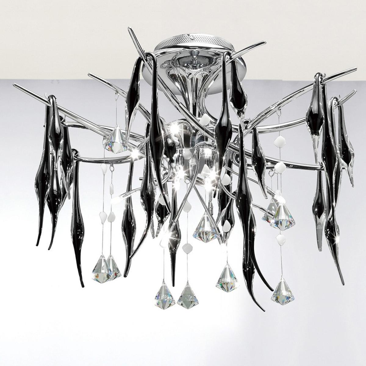 Cygnet Ceiling Pendant 12 Light Polished Chrome, Black Glass, Crystal - Polished Chrome – image 4