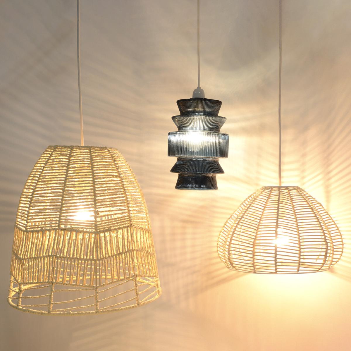 Rattan Effect Pendant - Cream – image 3