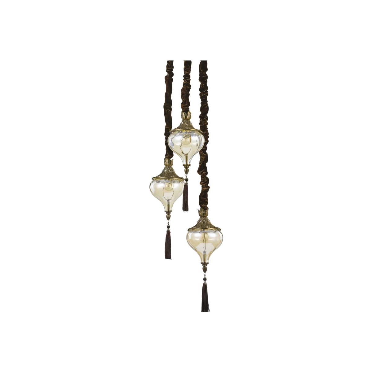 Harem 3 Light Ceiling Pendant - Antique Brass