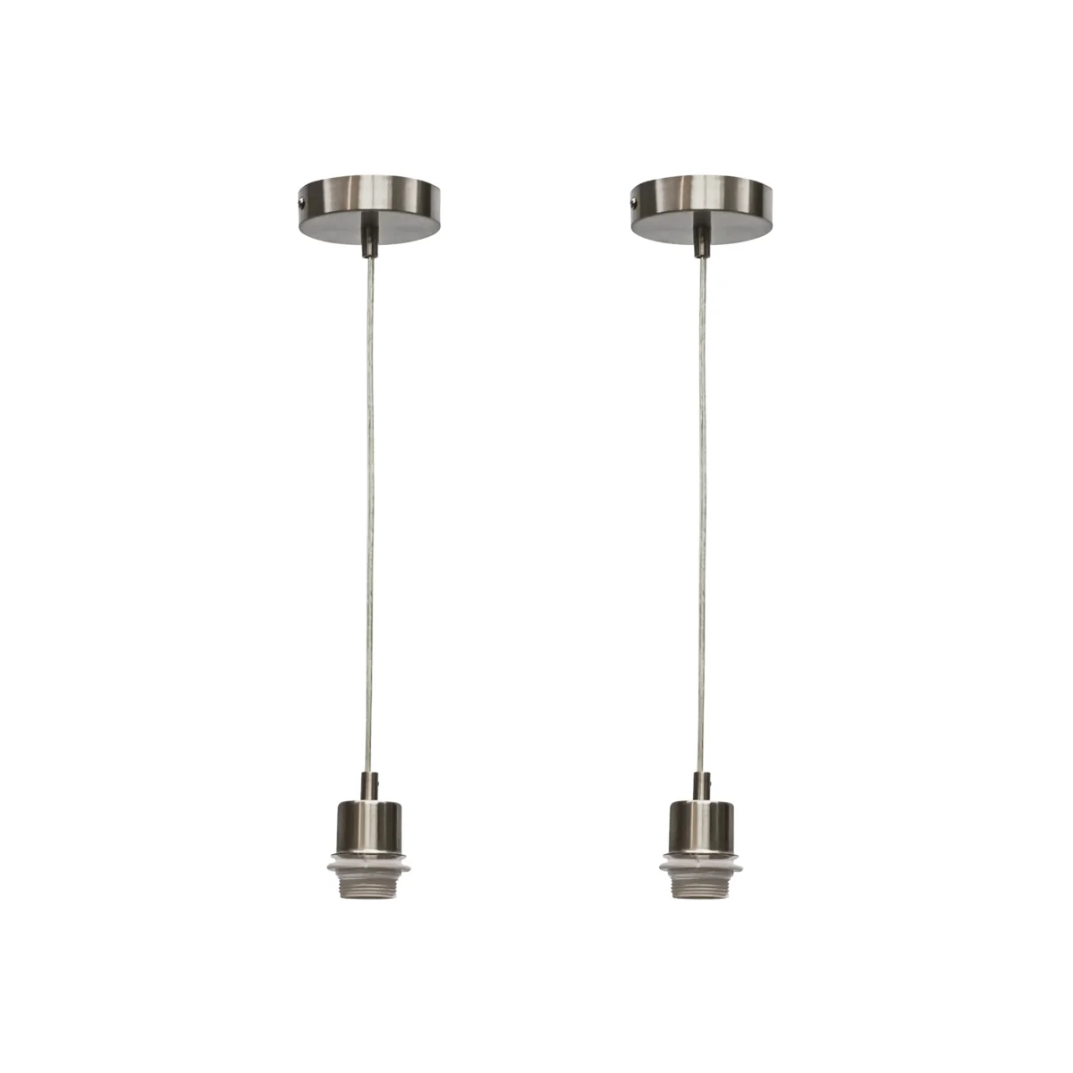 Set Of 2 Carss Satin Nickel Ceiling Pendant Kits For Easy Fit Shades - Satin Nickel – image 1