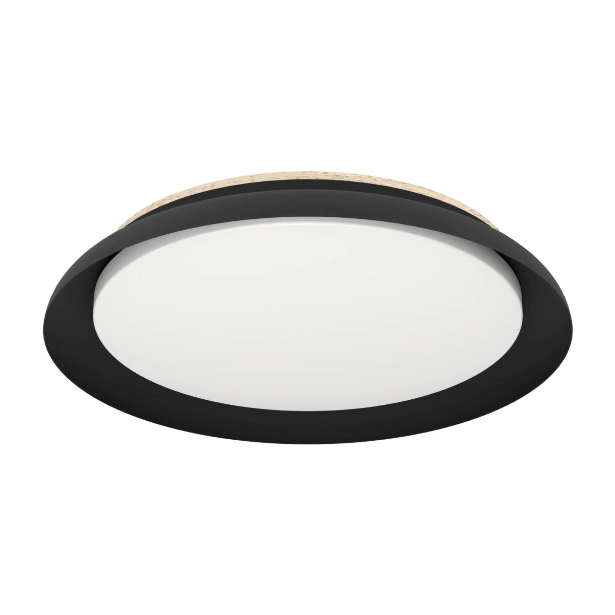 EGLO Penjamo 1 LED White Flush Ceiling Light With Black Metal Shade - Black, Brown – image 1