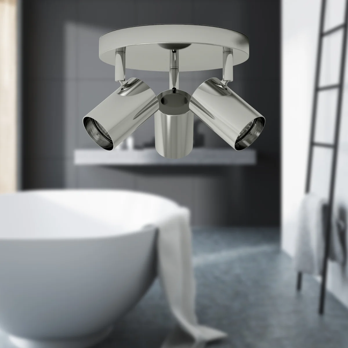 Eden Chrome Bathroom 3 Light Round Adjustable Spotlight - Polished Chrome Plate – image 2