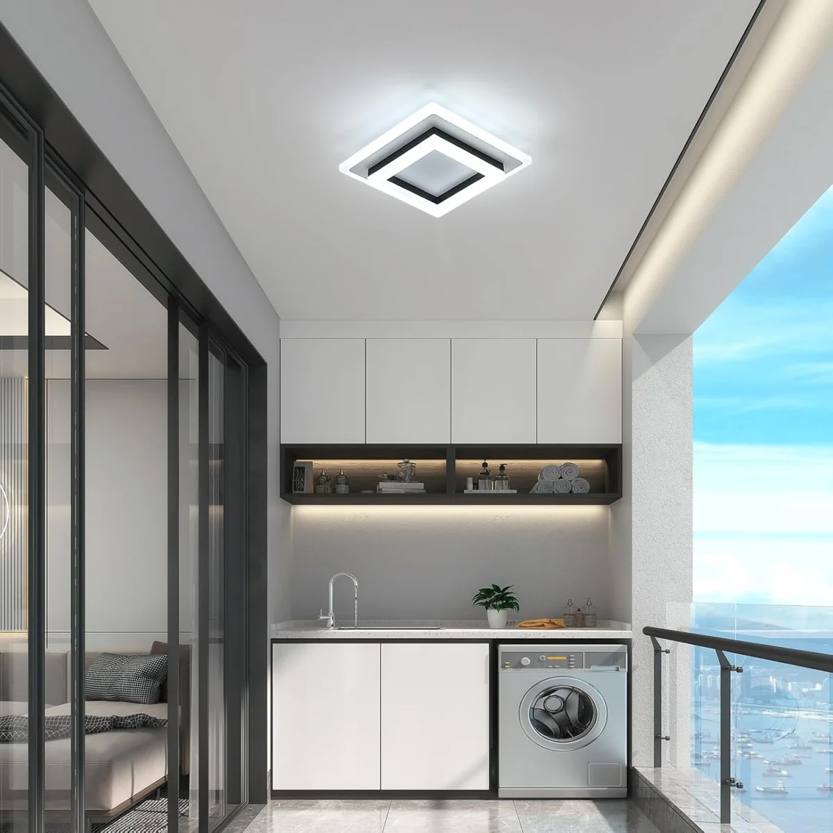 GOECO LED Ceiling Light 24W Modern LED Ceiling Light Square 6500K - Black – image 2
