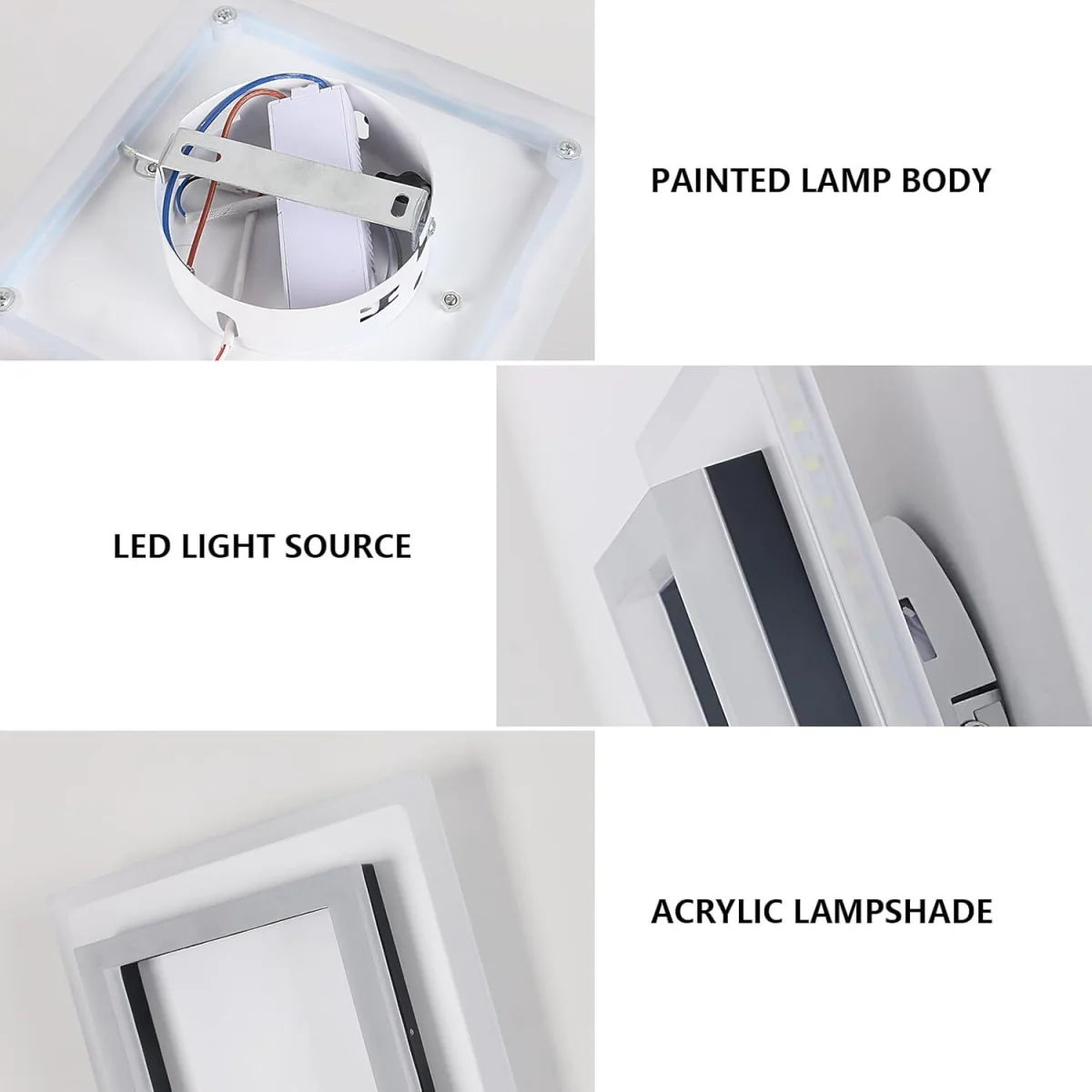 GOECO LED Ceiling Light 24W Modern LED Ceiling Light Square 6500K - Black – image 5