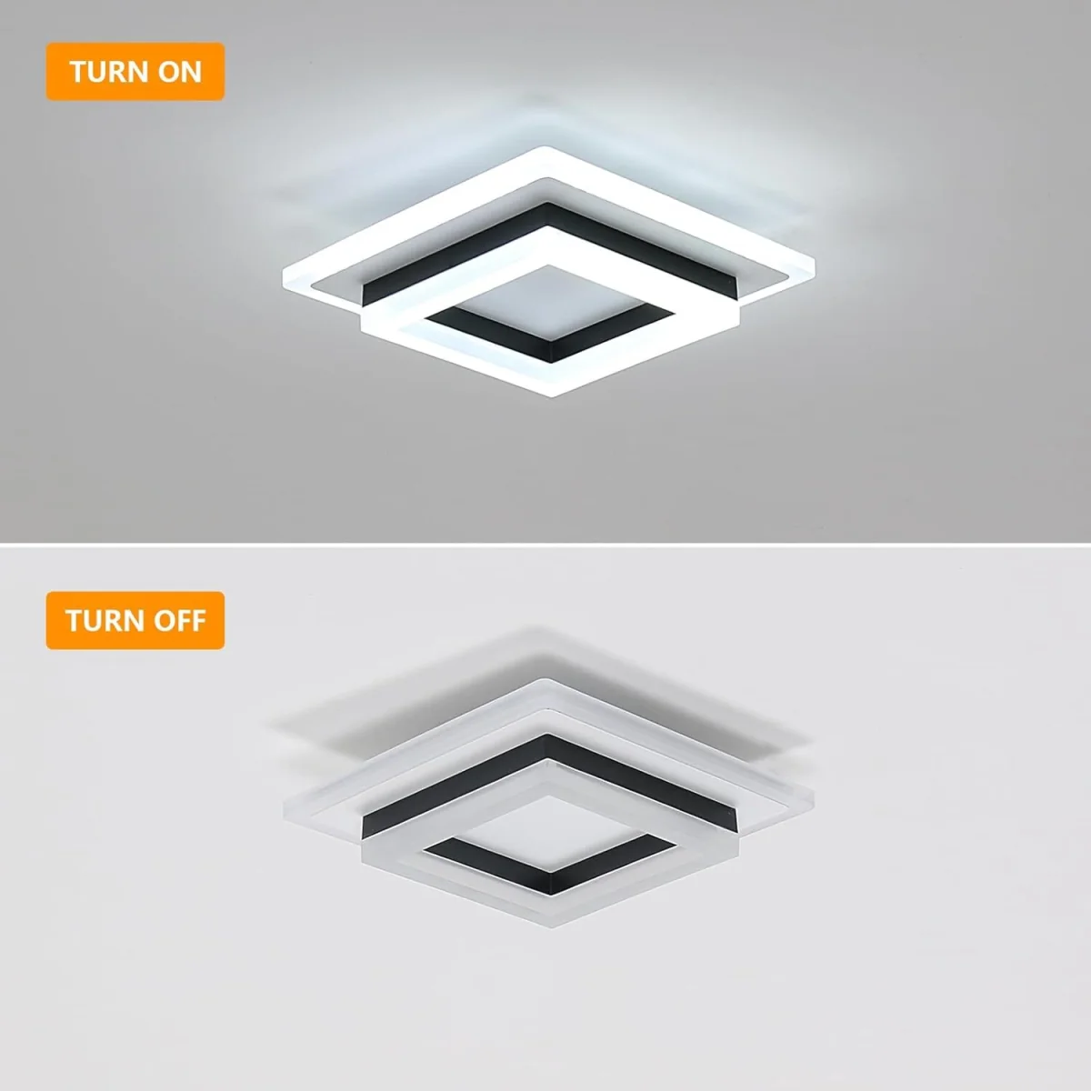 GOECO LED Ceiling Light 24W Modern LED Ceiling Light Square 6500K - Black – image 6