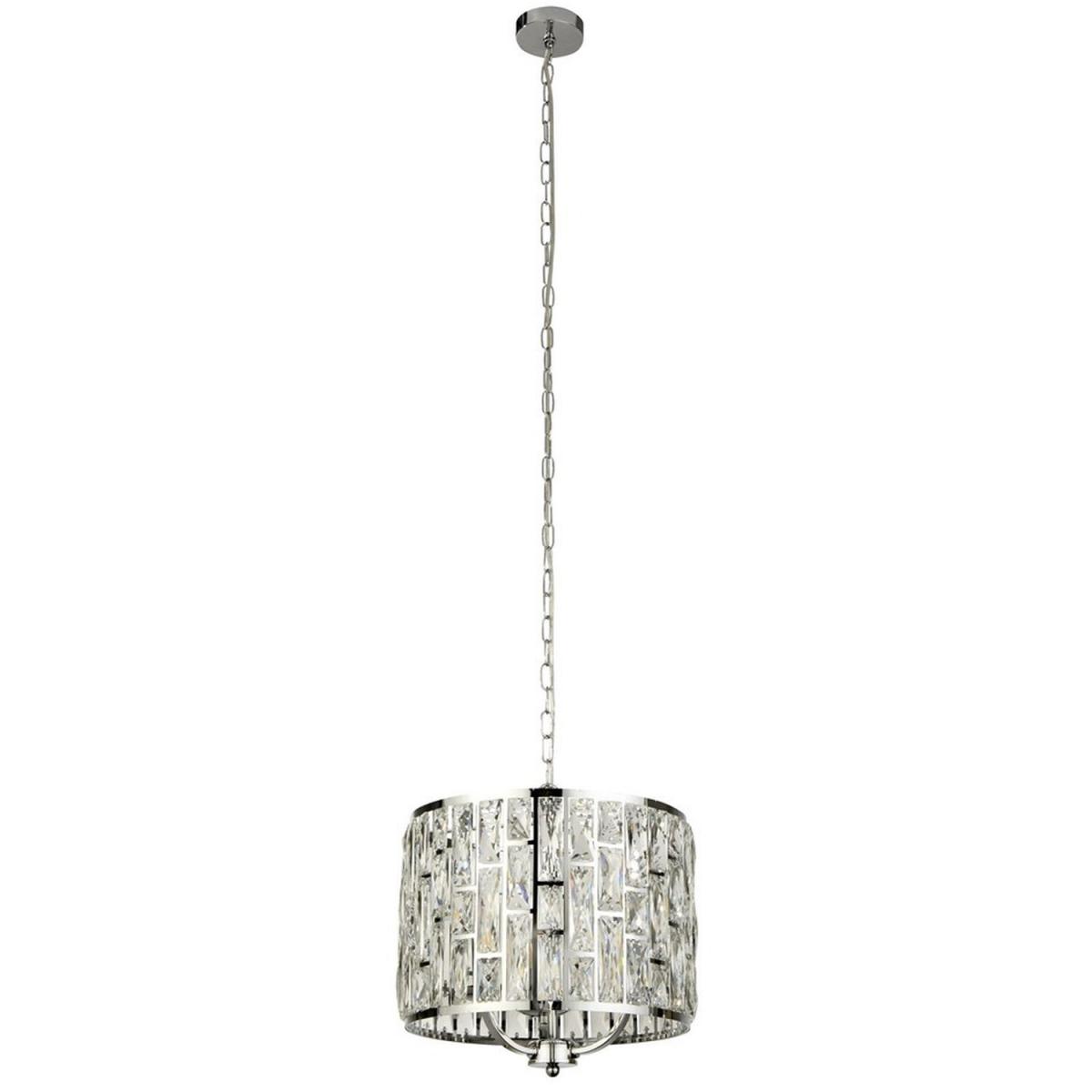 Bijou 3 Light Chrome Ceiling Pendant with Crystal Glass - Chrome – image 2