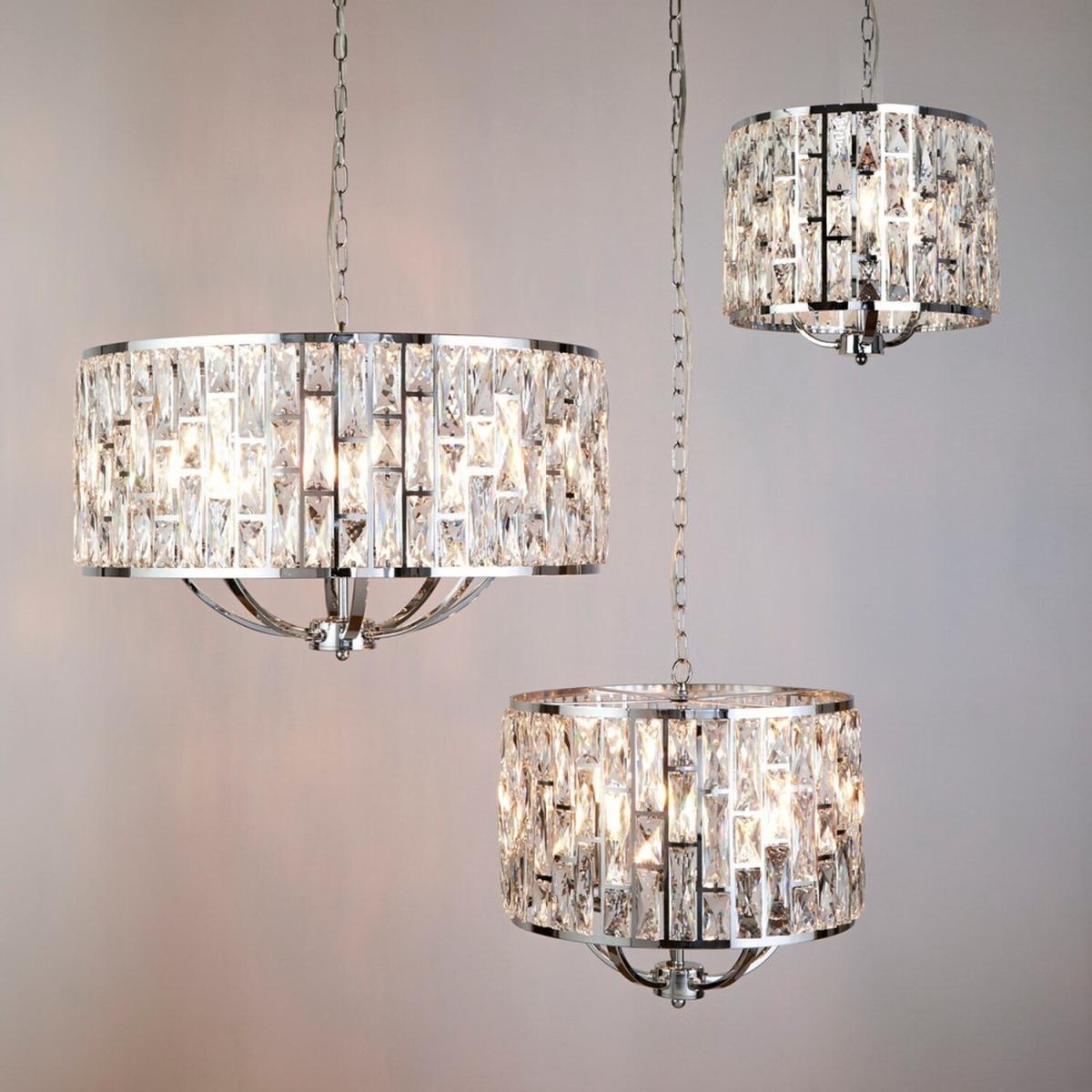 Bijou 3 Light Chrome Ceiling Pendant with Crystal Glass - Chrome – image 3