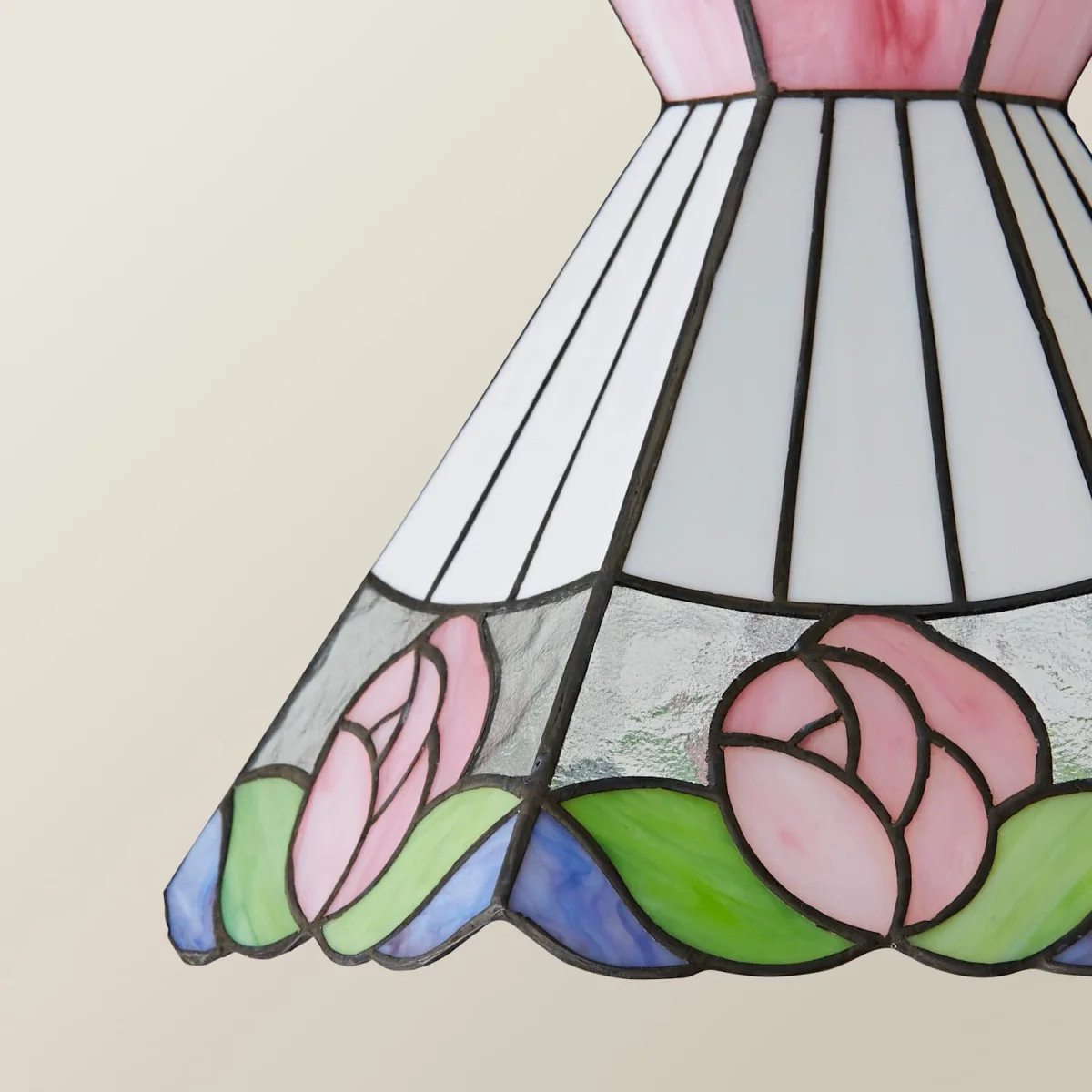 Evelyn Tiffany Rose Glass Ceiling Pendant Light Shade - Multicolour / 21.5cm / 0.91kg – image 5