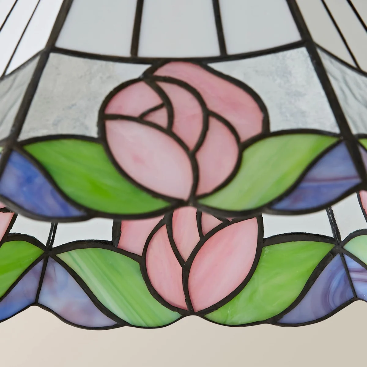 Evelyn Tiffany Rose Glass Ceiling Pendant Light Shade - Multicolour / 21.5cm / 0.91kg – image 6