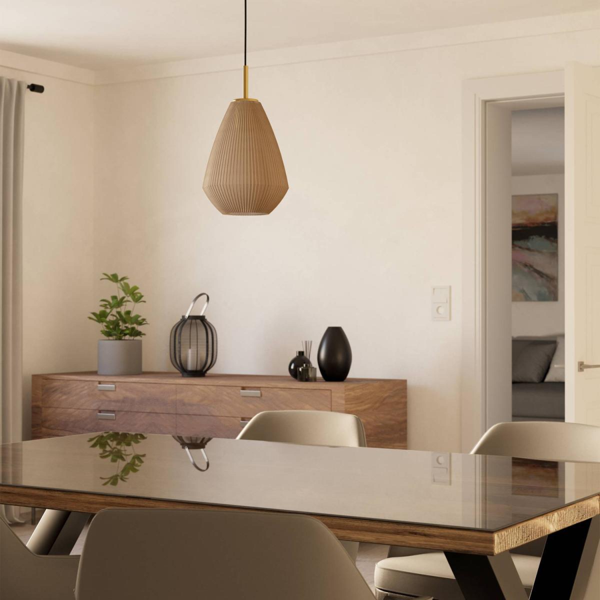EGLO Caprarola Two Toned Satin Glass Single Pendant Light - Brushed brass – image 2