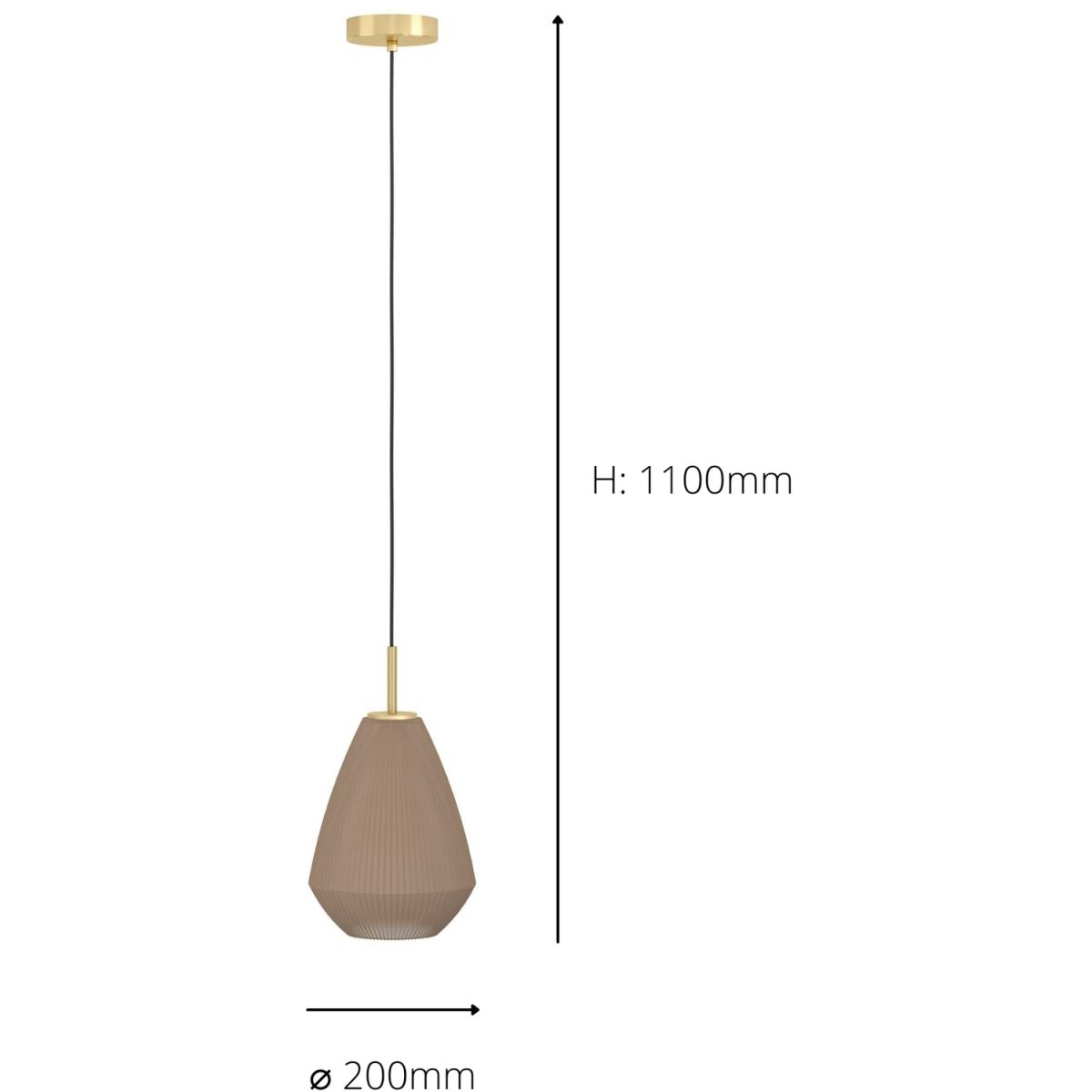 EGLO Caprarola Two Toned Satin Glass Single Pendant Light - Brushed brass – image 3