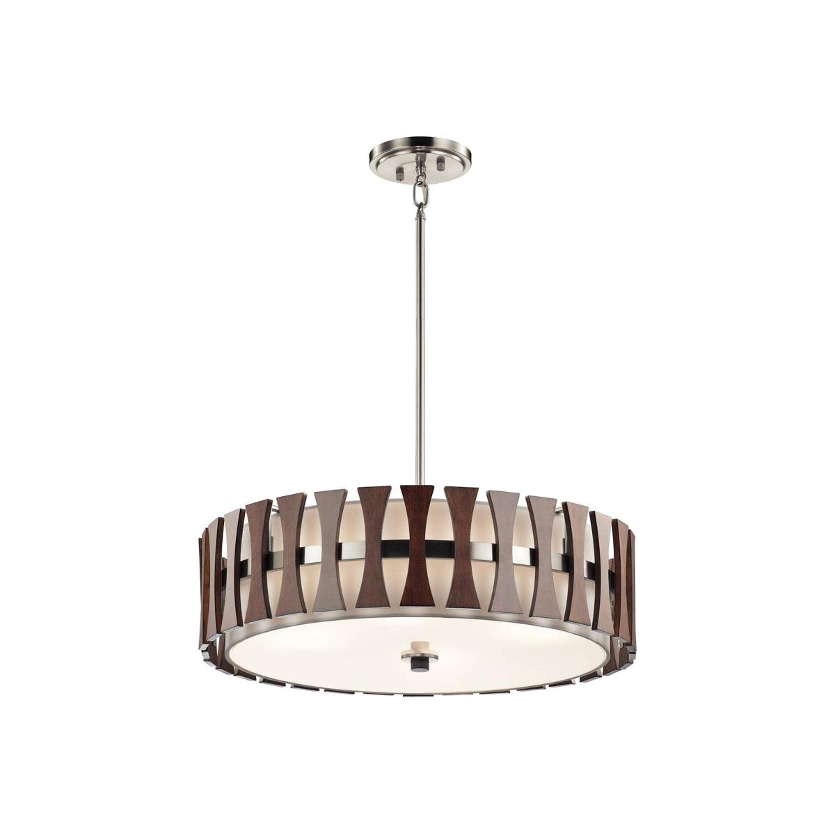 Cirus 4 Light Round Semi Flush Ceiling Pendant Light Wood, E27 - Wood – image 1