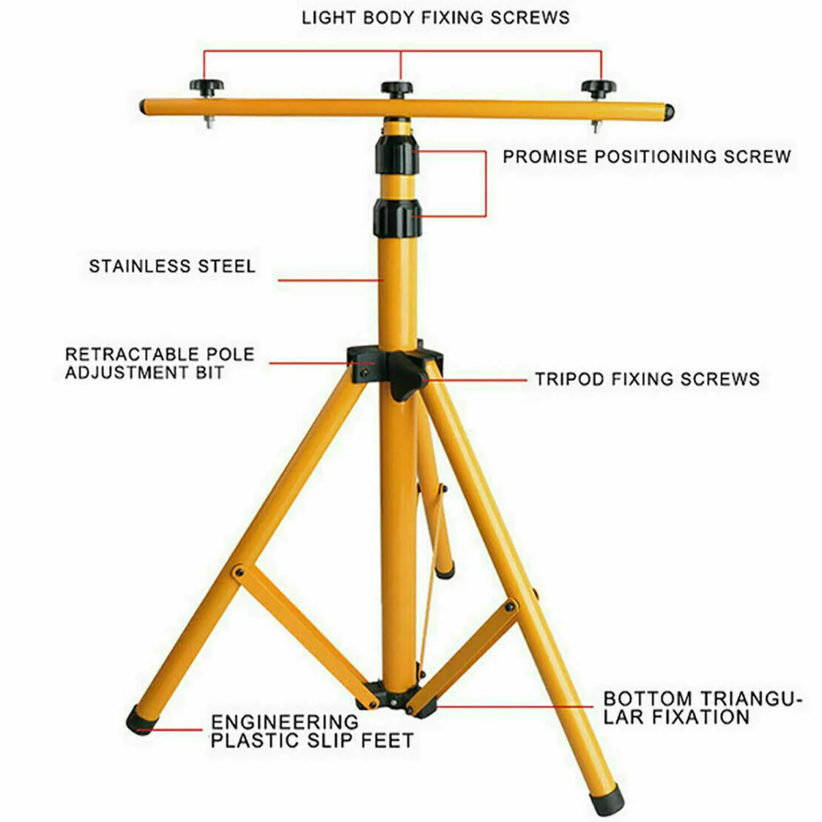 LED Flood Light Tripod Stand - Yellow – image 5