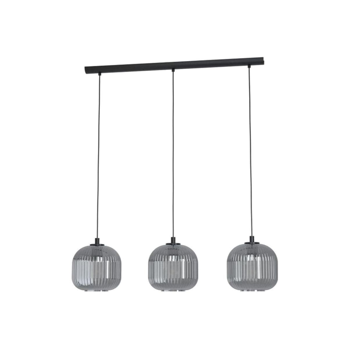 Mantunalle 1 3-Light Smoked Black Glass Pendant - Grey