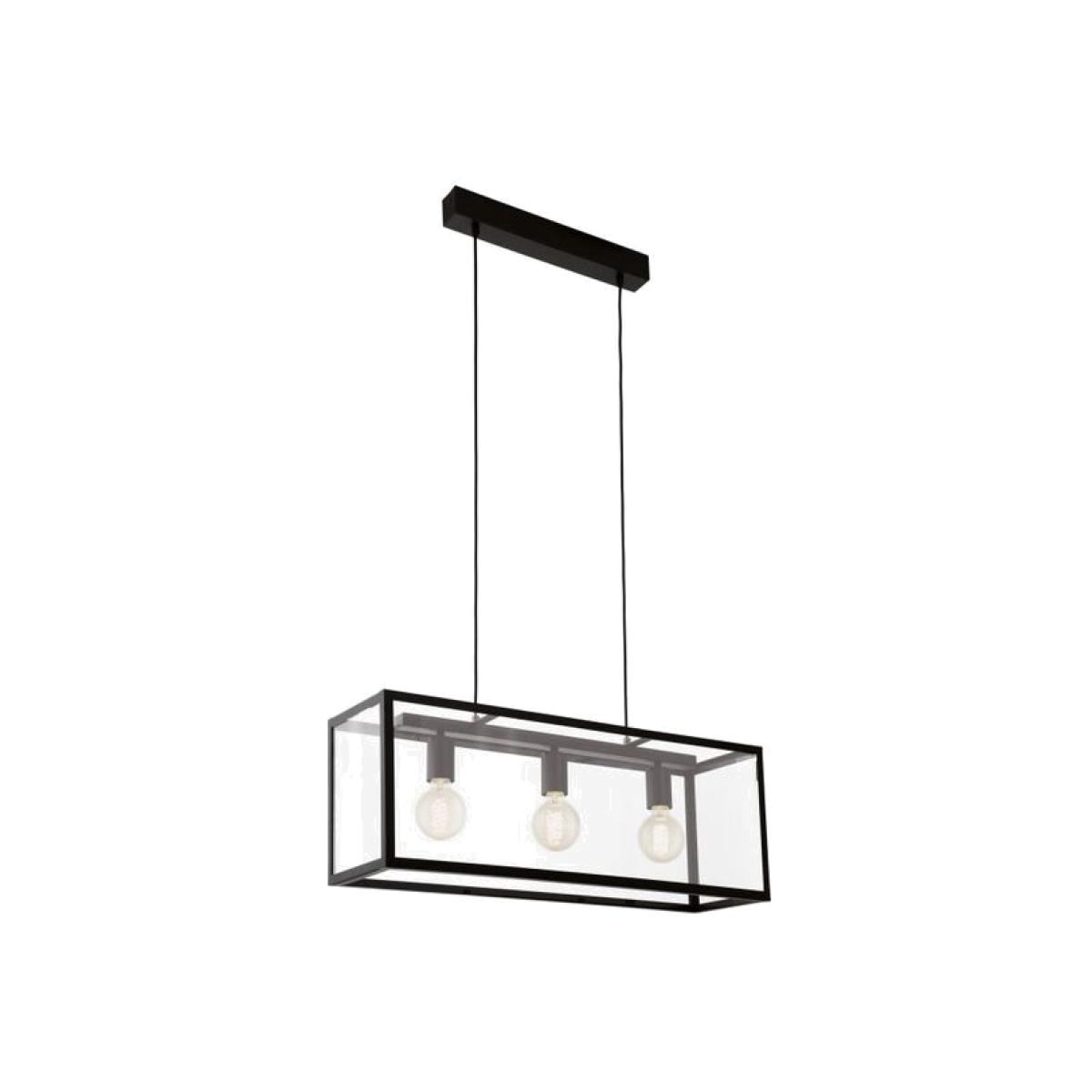 Charterhouse Industrial Bar Pendant with 3 Lightbulbs - Black