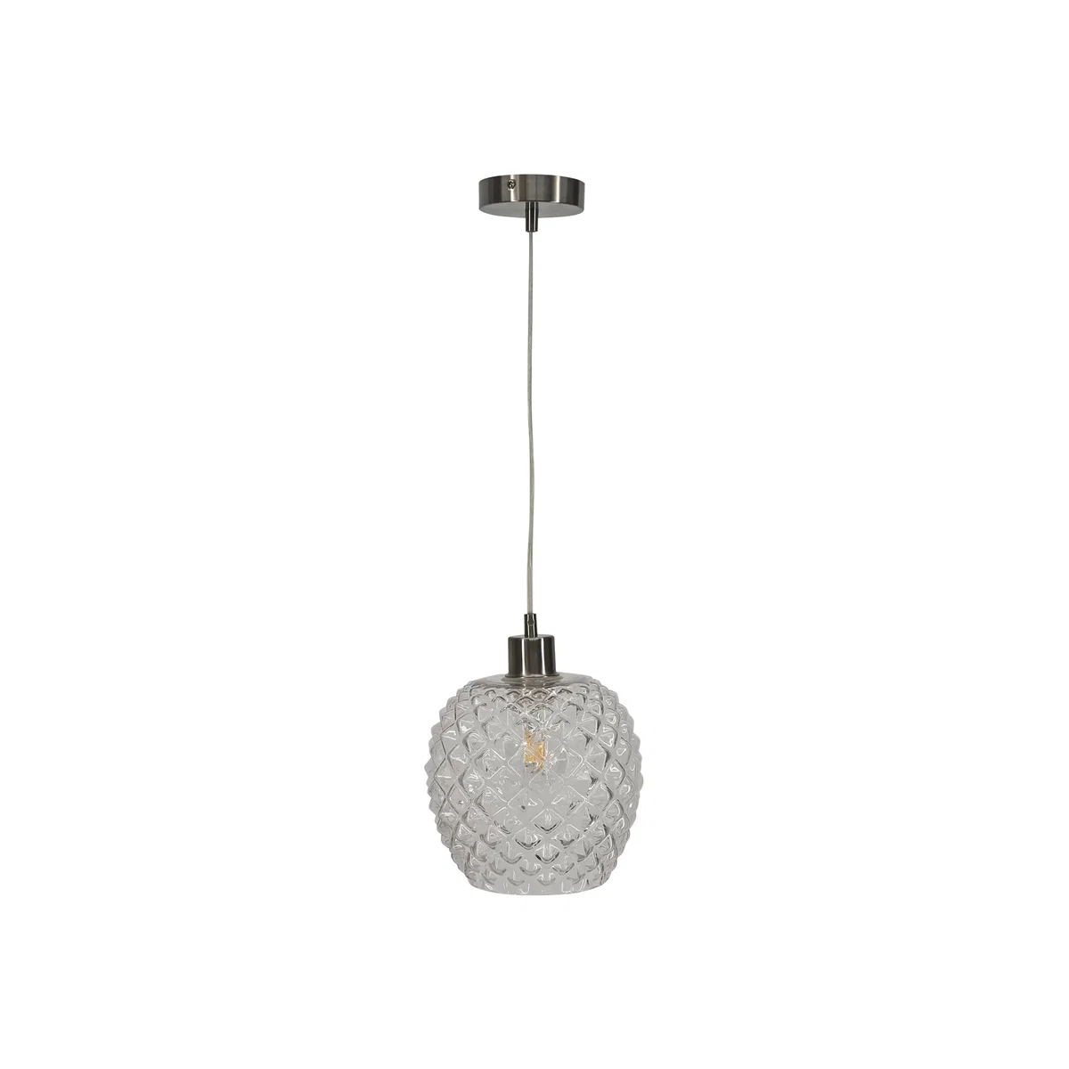 Baine Clear Textured Glass With Satin Nickel Pendant Fitting - Satin Nickel & Clear – image 1