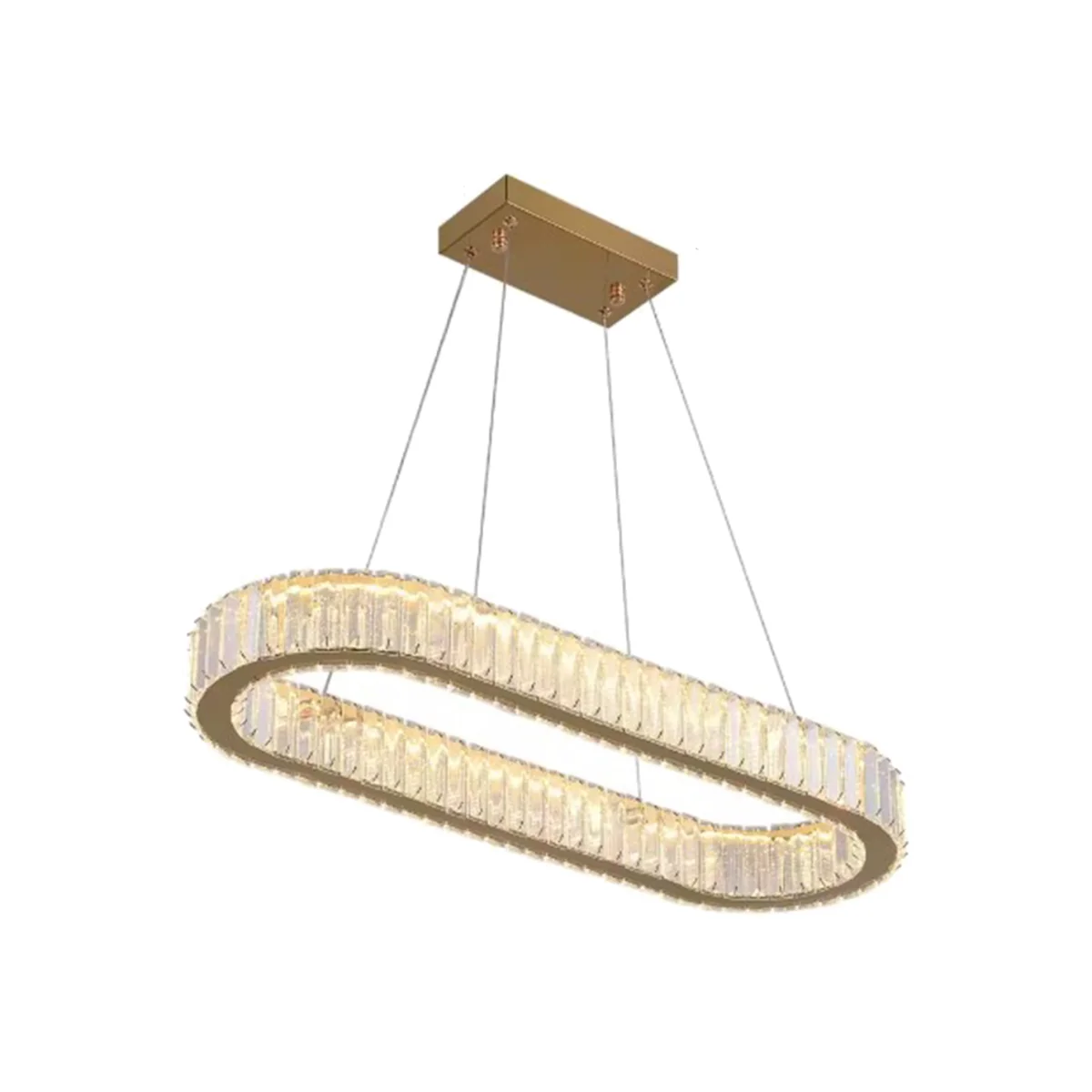 Modern Oval LED Crystal Pendant Light with Remote Control – image 1