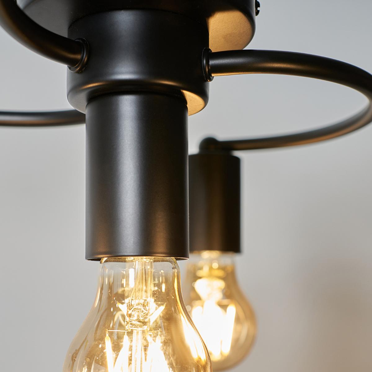 Modern 3 Way Semi Flush Matt Black Swirl Arm Design Ceiling Light Fitting - Matt Black – image 2