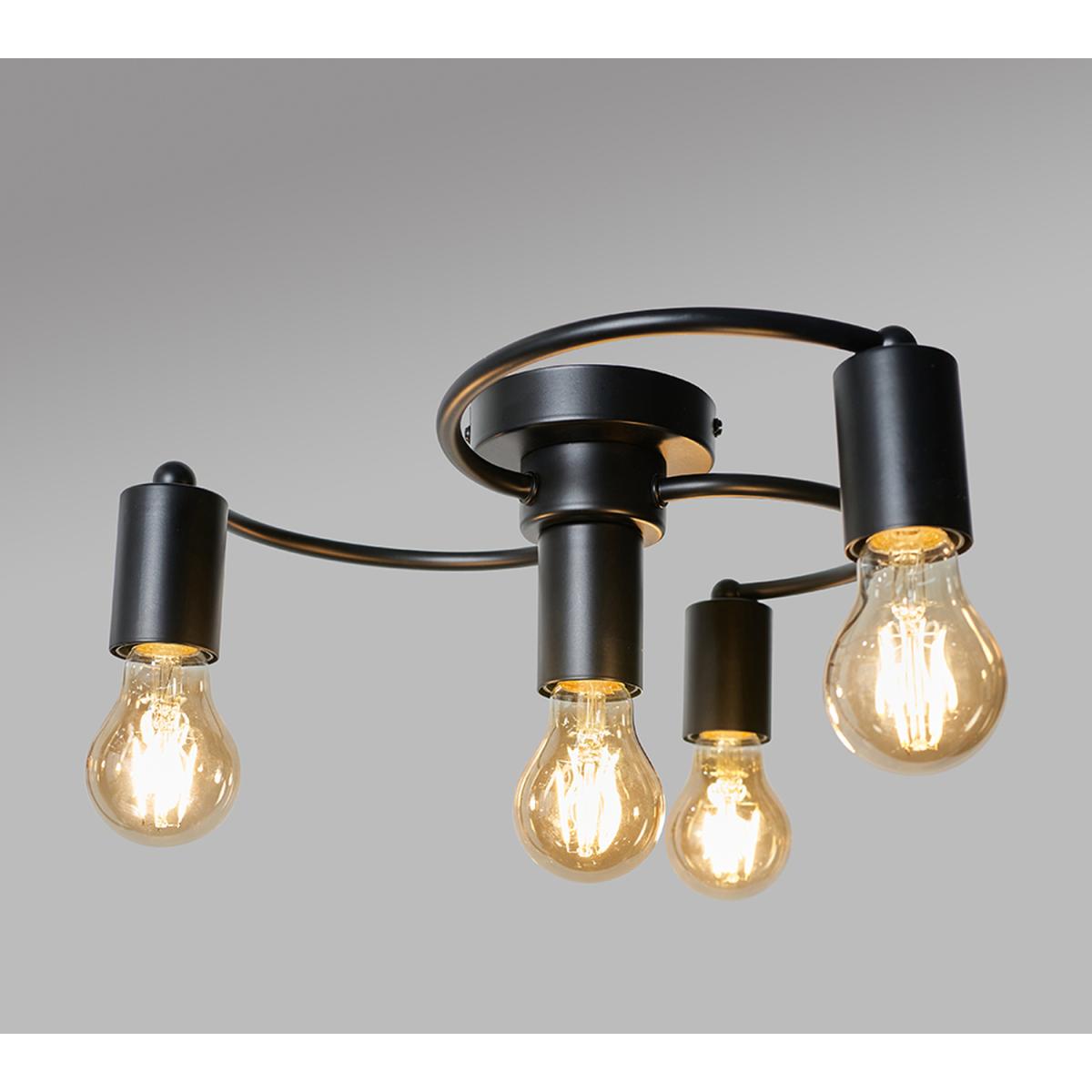 Modern 3 Way Semi Flush Matt Black Swirl Arm Design Ceiling Light Fitting - Matt Black – image 4