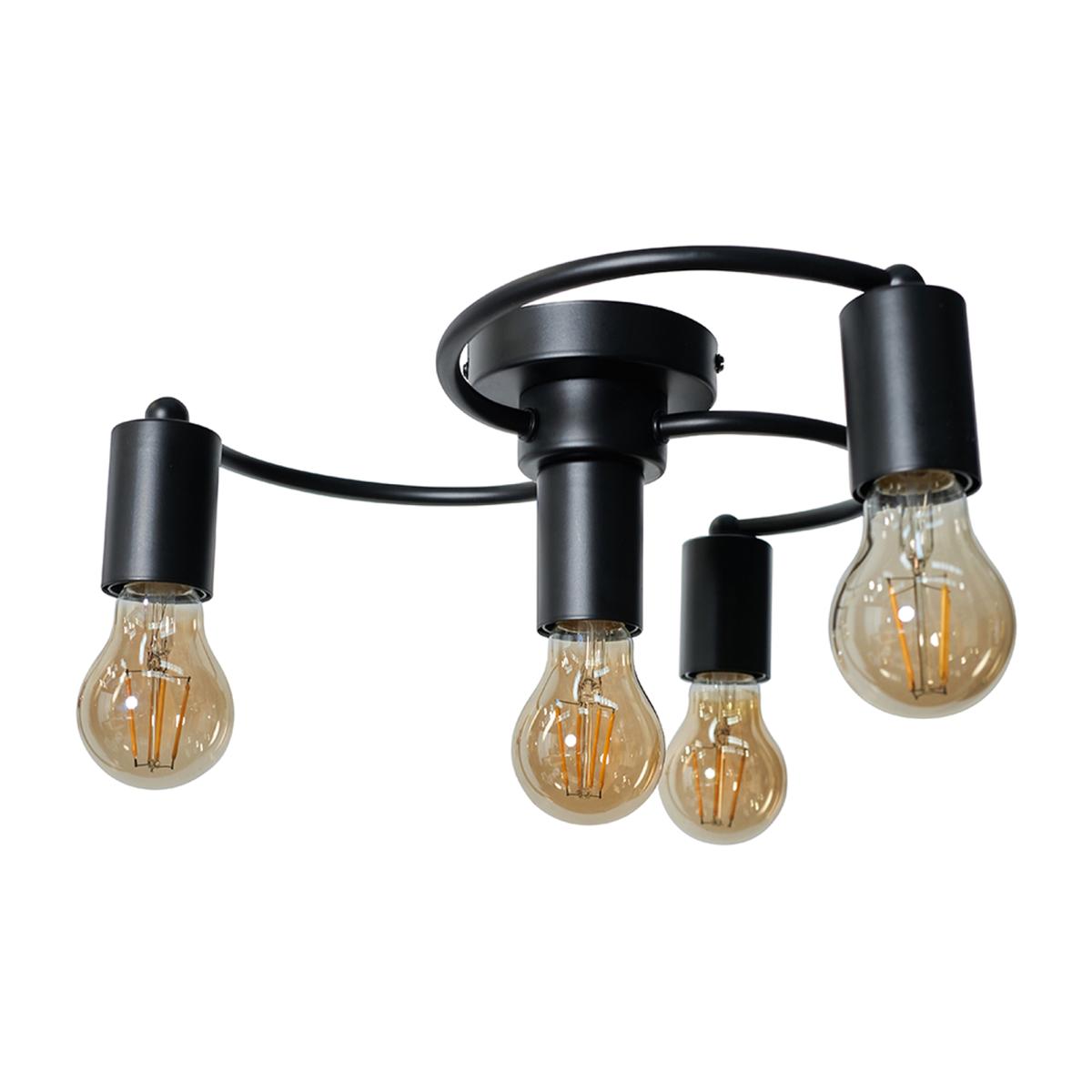 Modern 3 Way Semi Flush Matt Black Swirl Arm Design Ceiling Light Fitting - Matt Black – image 1