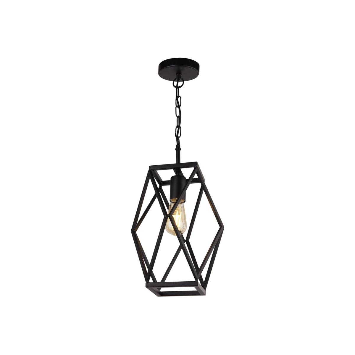 Chassis 1 Light Black Cage Ceiling Pendant Lamp - Matt Black – image 1