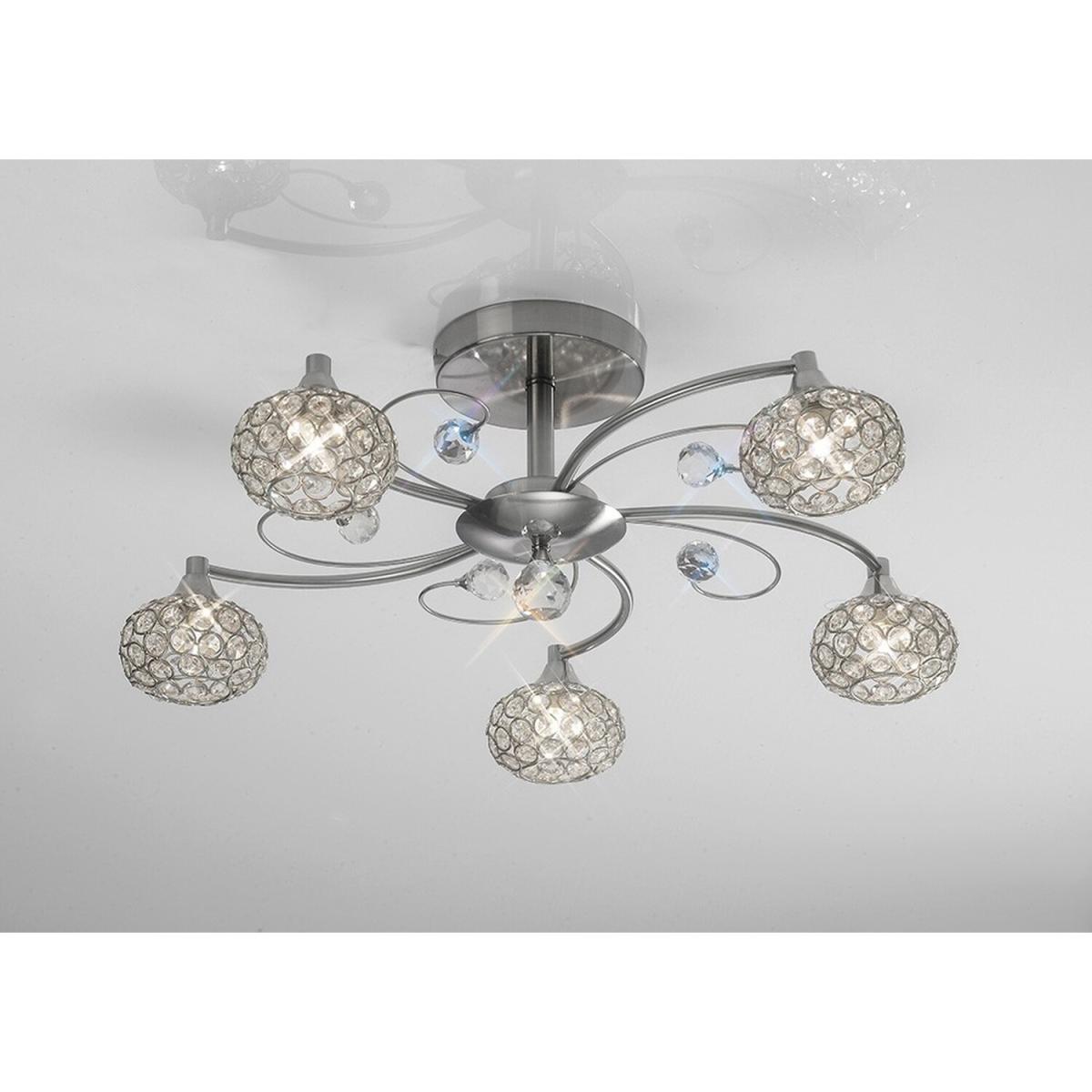 Cara Flush Ceiling 5 Light Satin Nickel, Crystal - Satin Nickel – image 2
