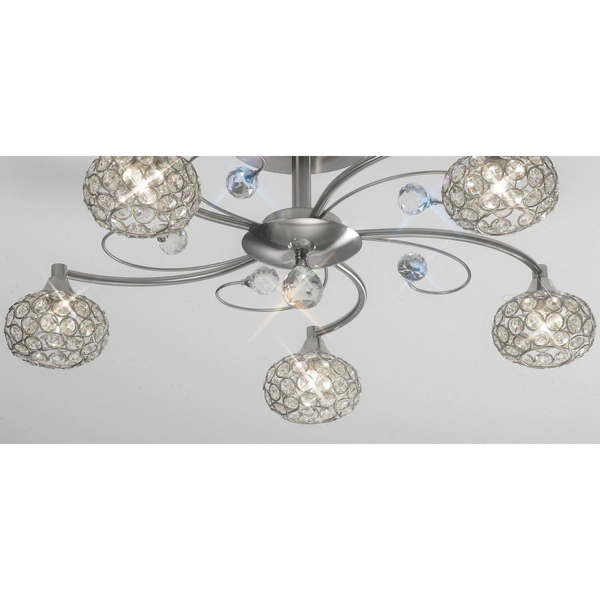 Cara Flush Ceiling 5 Light Satin Nickel, Crystal - Satin Nickel – image 4
