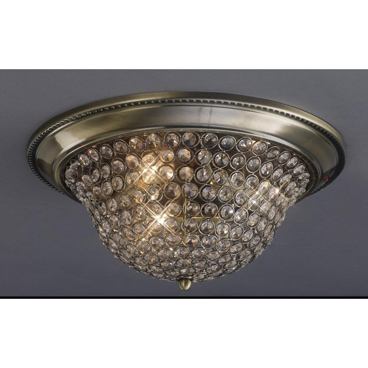 Paloma Flush Bowl Ceiling Large 3 Light Antique Brass, Crystal - Antique Brass – image 2
