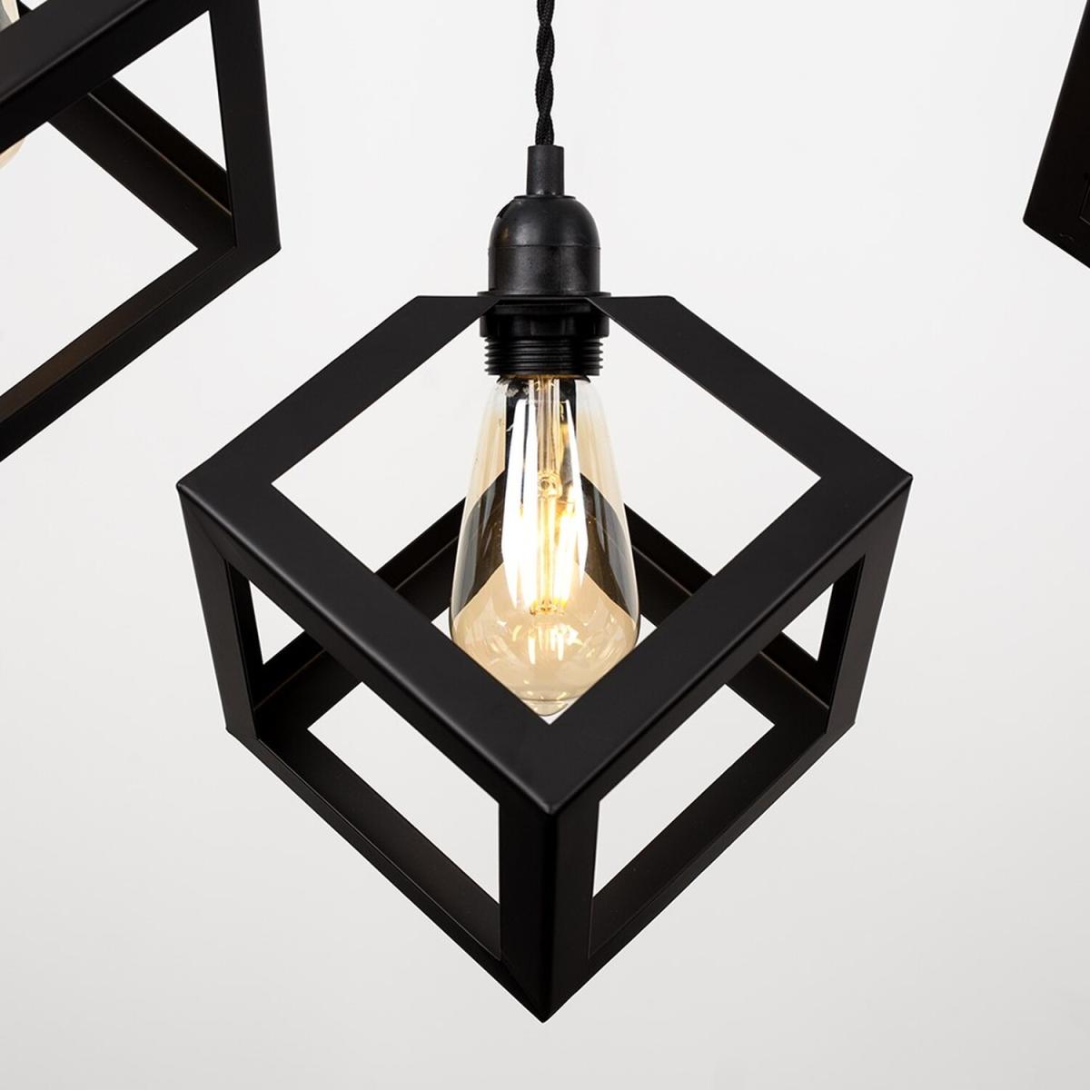 Talisman Industrial 4 Way Black Ceiling Light Low Hanging Pendant Black Shade - Black – image 3
