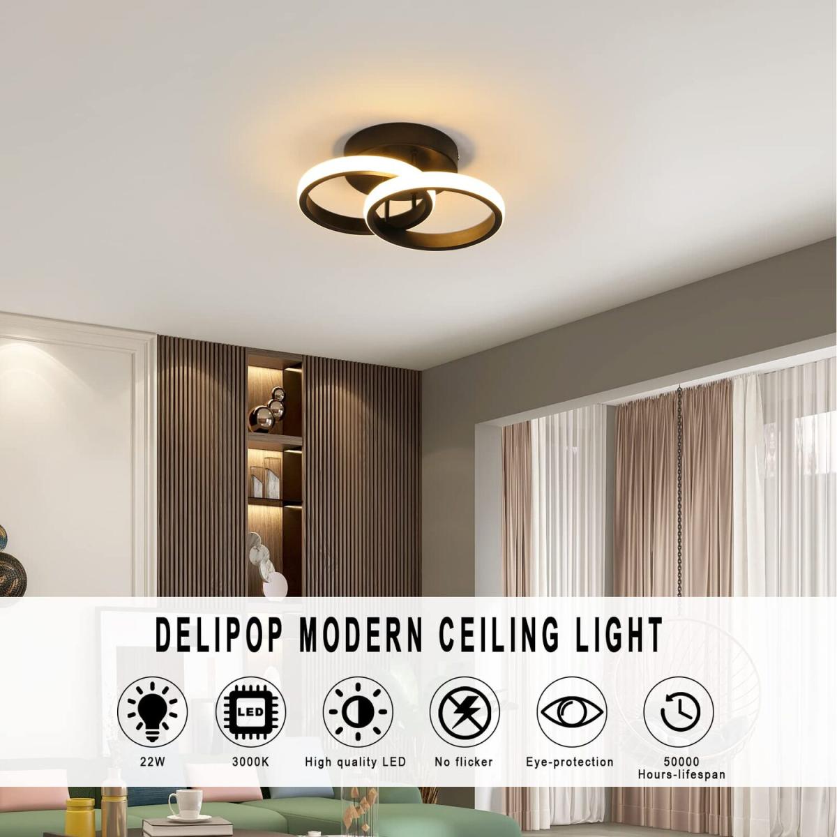 Acrylic LED Semi Flush Mount Ceiling Light - Black / 2000 – image 3